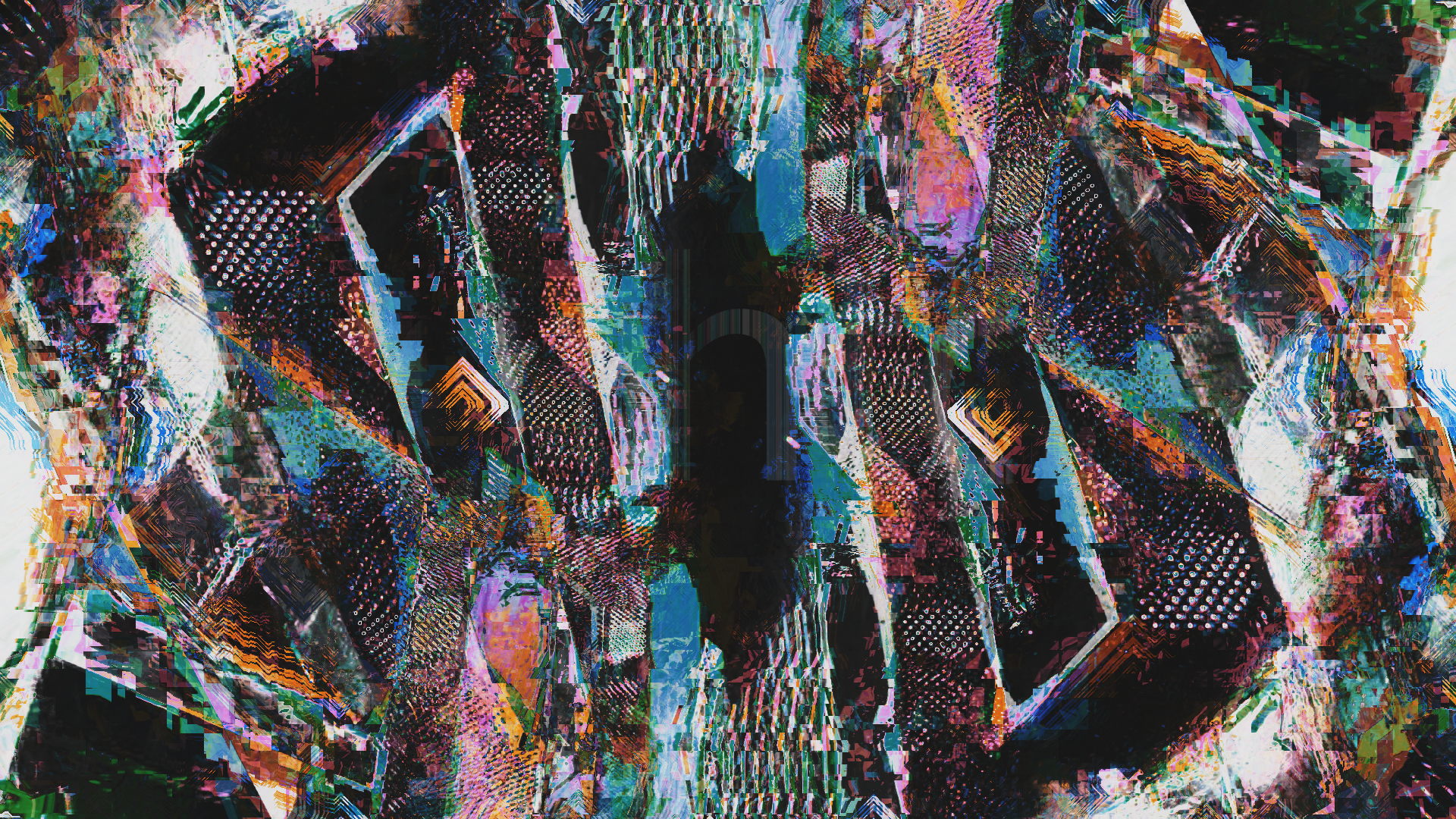 Abstract Glitch Art Painting with Geometric Patterns HD Wallpaper