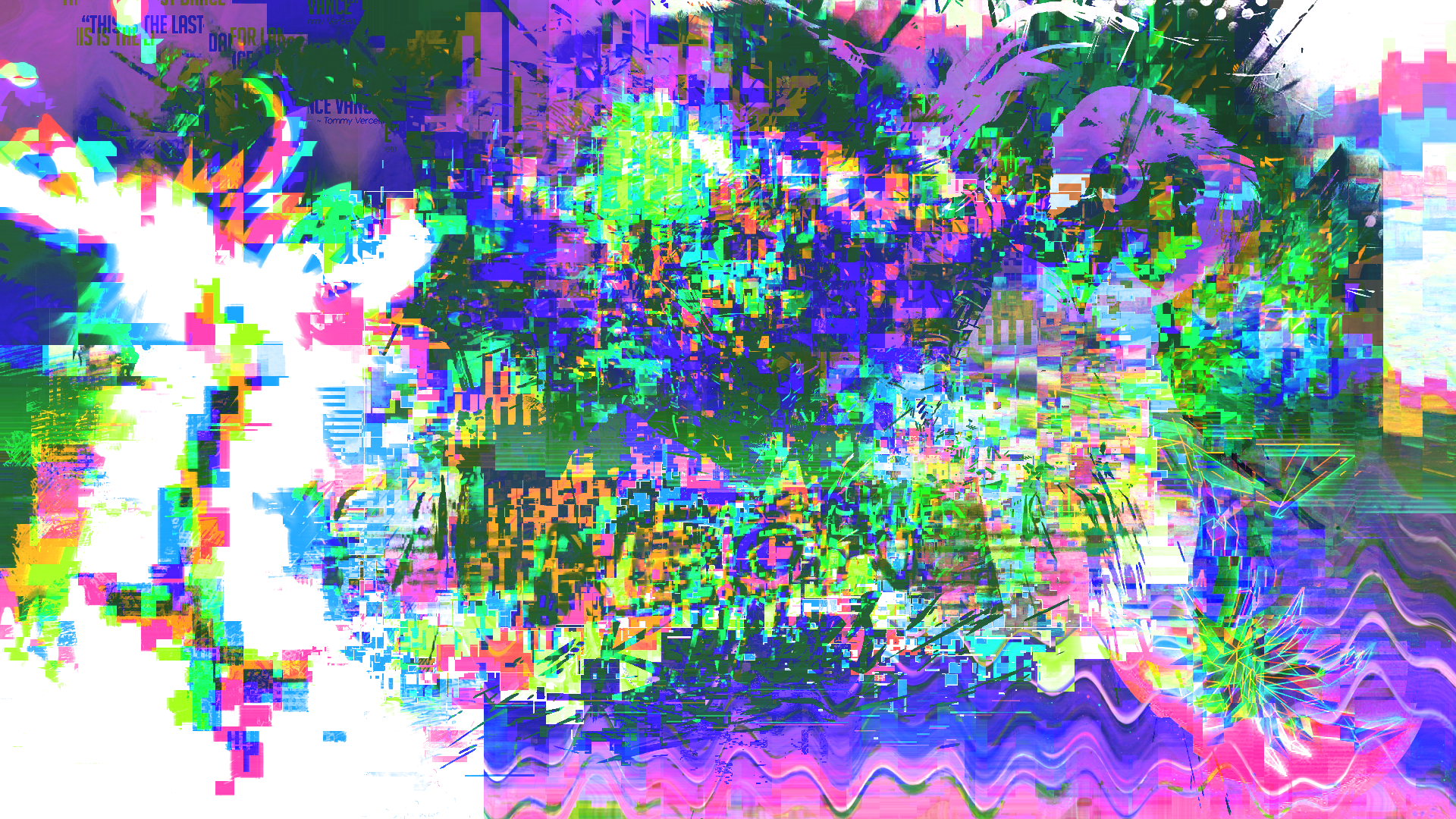 Abstract glitch art with colorful patterns HD Wallpaper