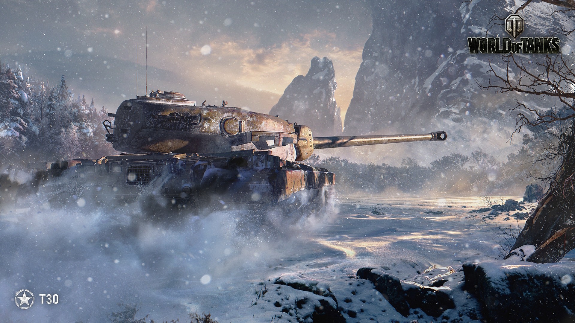 T30 Tank in a Snowy Landscape from World of Tanks HD Wallpaper