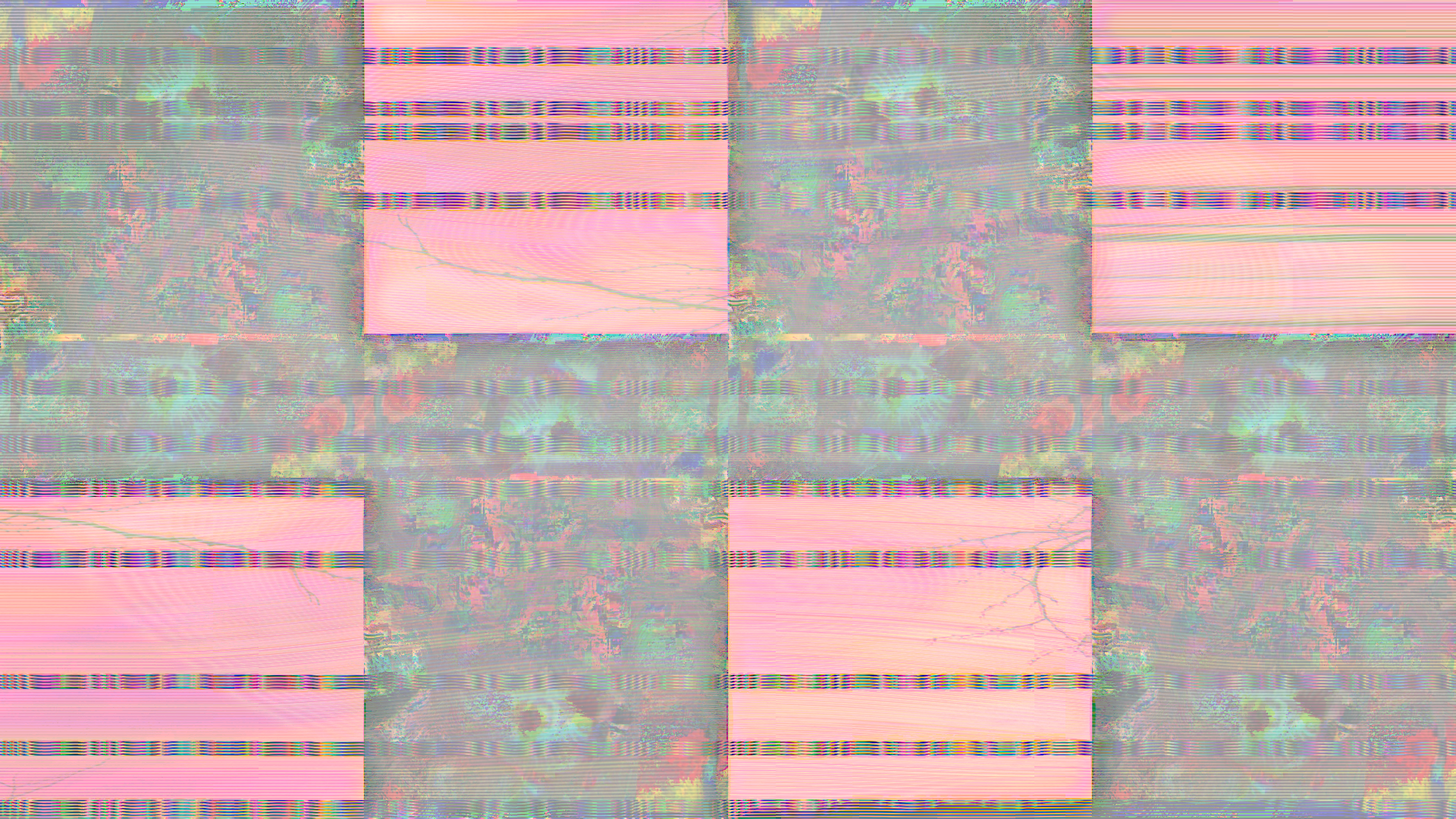 Abstract Glitch Art Pattern with Pink and Green Hues HD Wallpaper