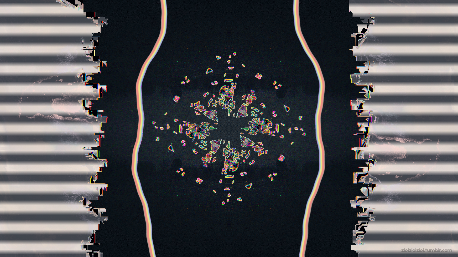 Abstract glitch art with symmetrical patterns HD Wallpaper