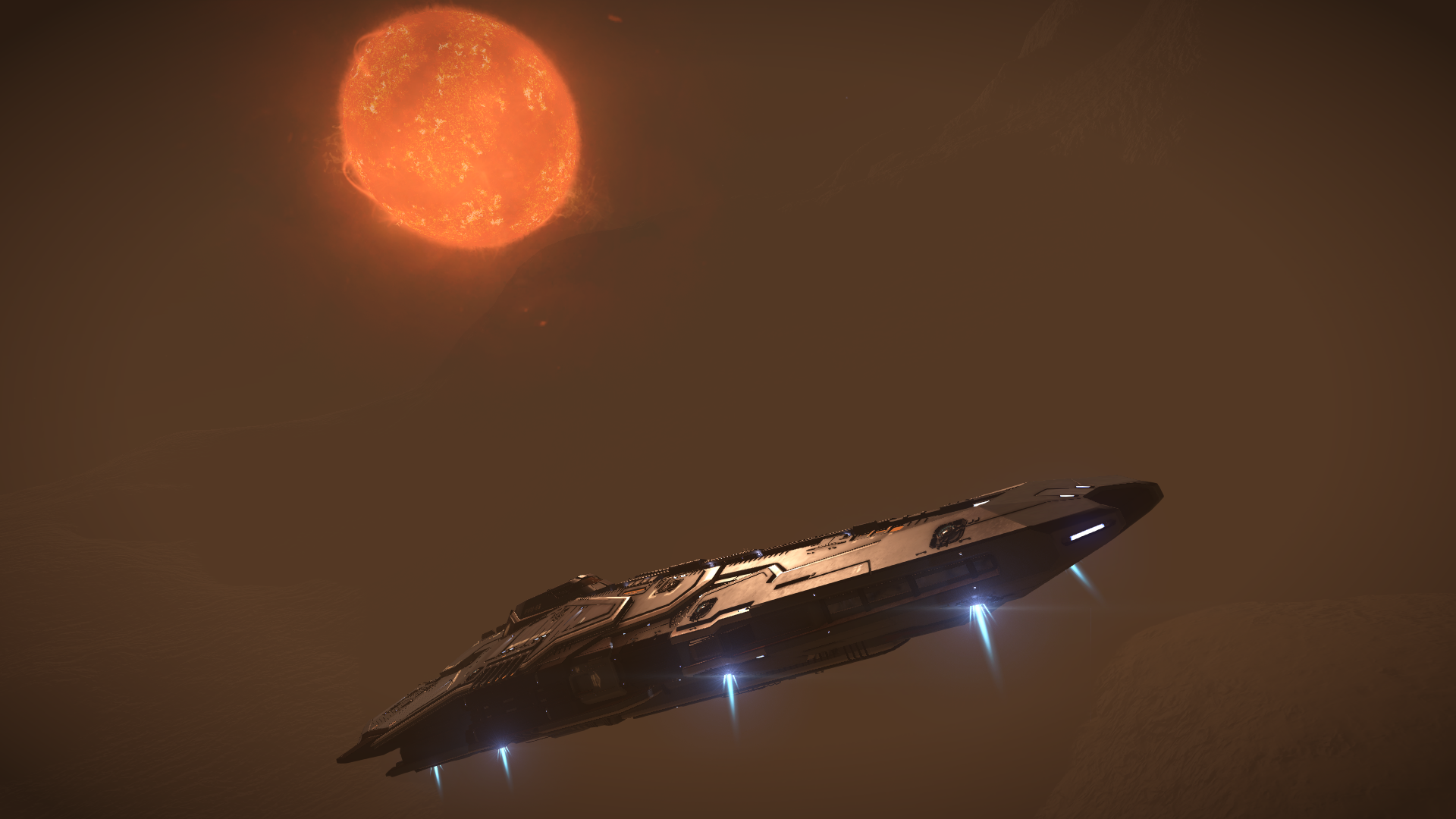 Federal Corvette from Elite Dangerous near a star HD Wallpaper