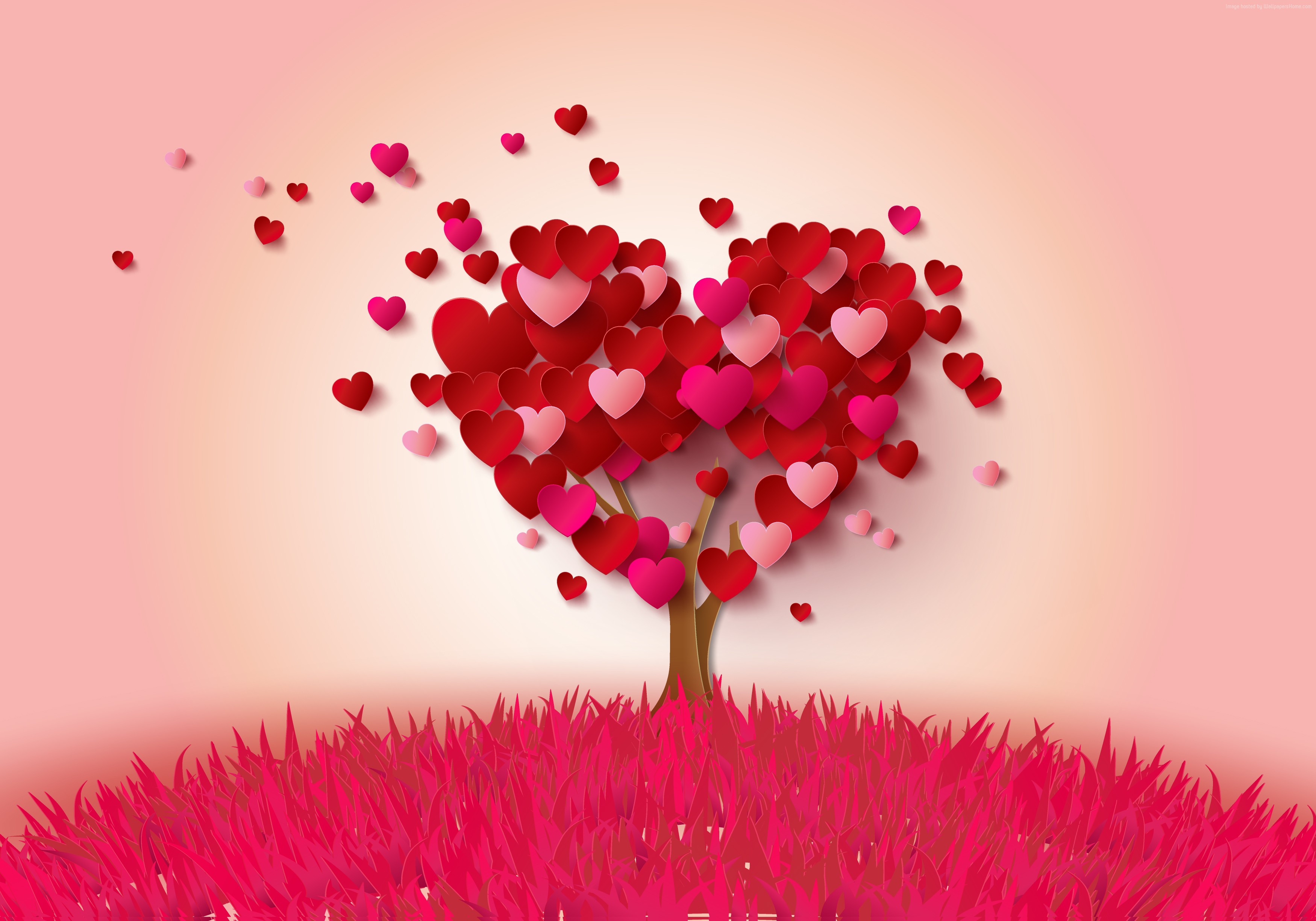 Tree of hearts in 4K HD Wallpaper