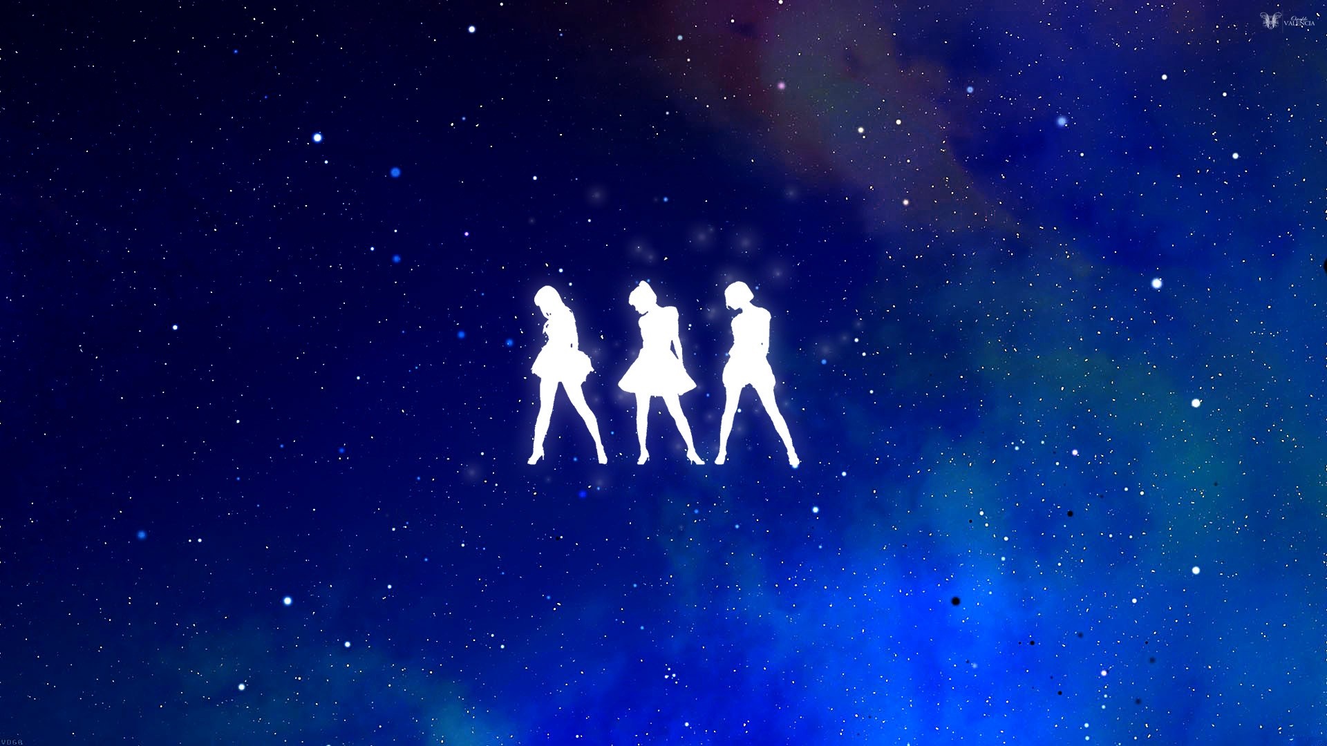 Perfume Band silhouettes in starry space HD Wallpaper
