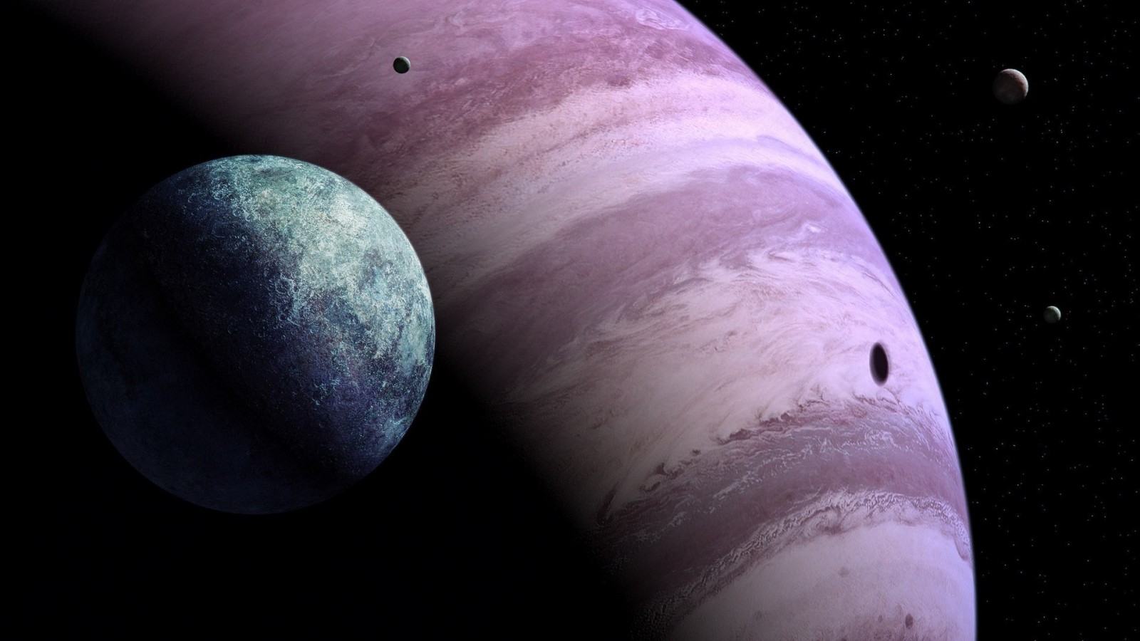 Planets and moons in outer space HD Wallpaper