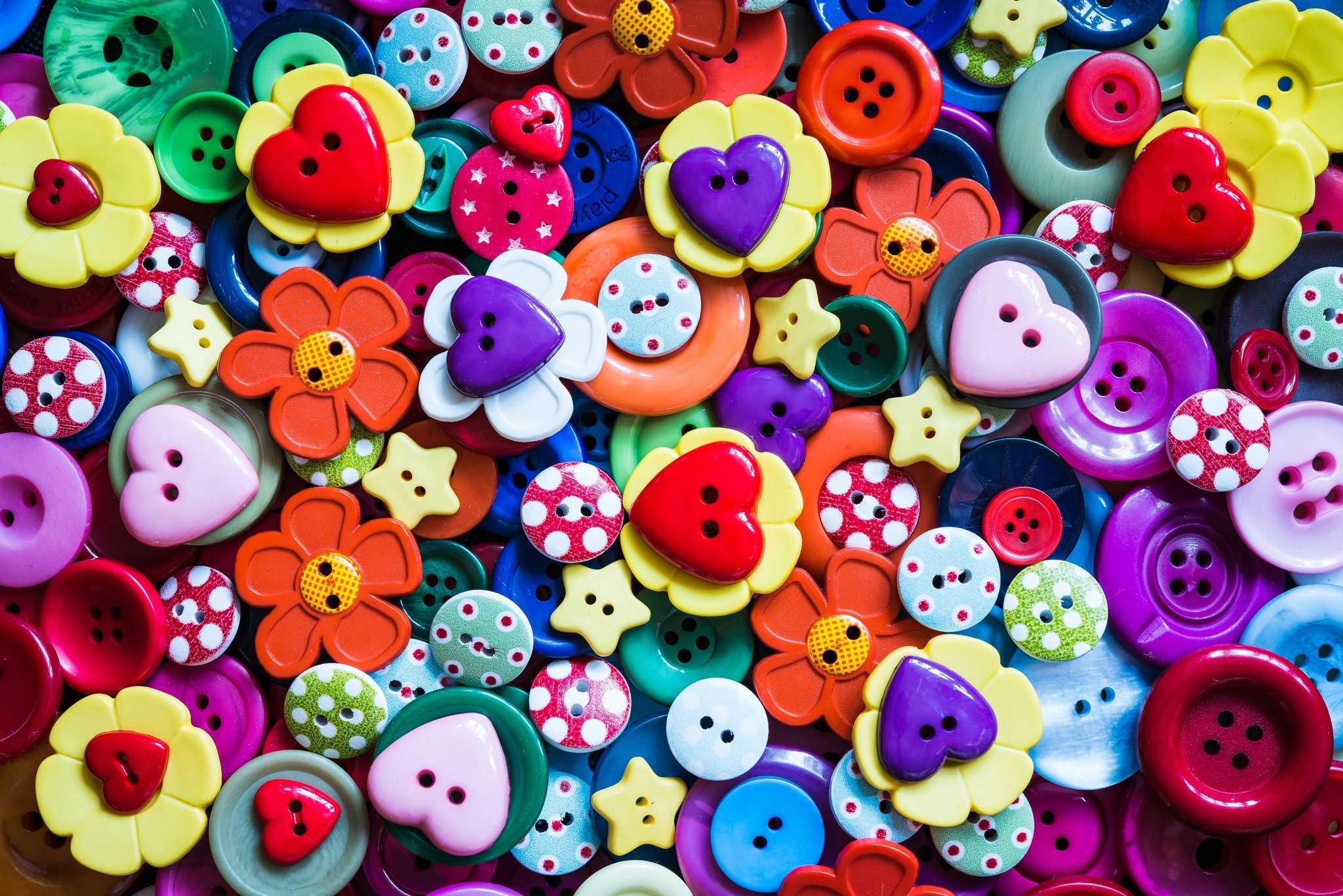 A colorful collection of various buttons HD Wallpaper