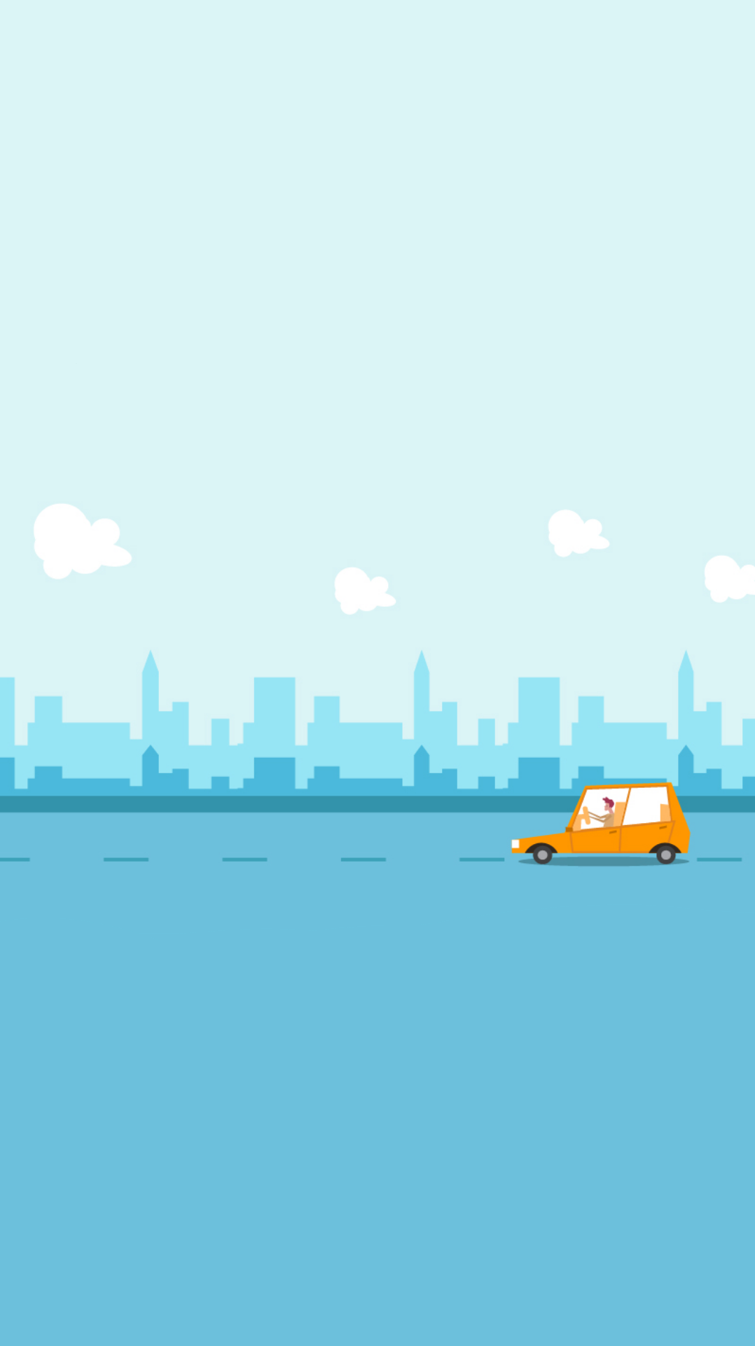 Illustration of a car driving in a city HD Wallpaper