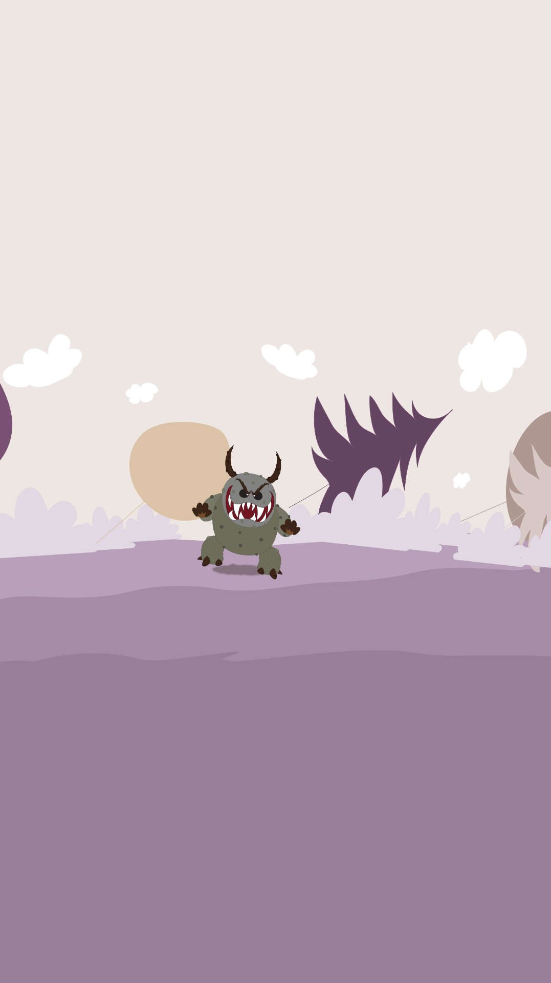Cartoon monster in a minimalist landscape HD Wallpaper