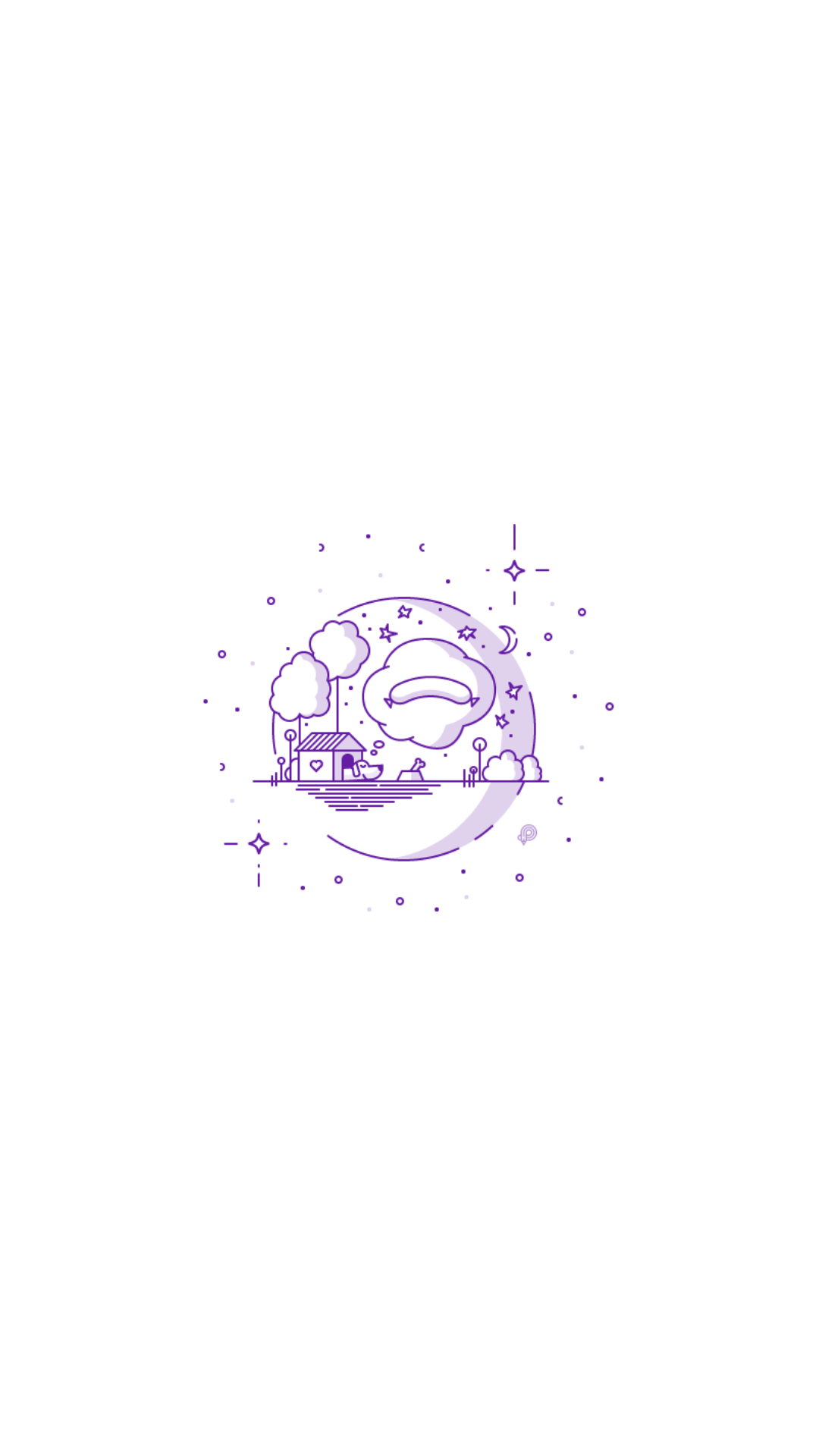 Dog dreaming of sausage in a minimalist line art logo HD Wallpaper