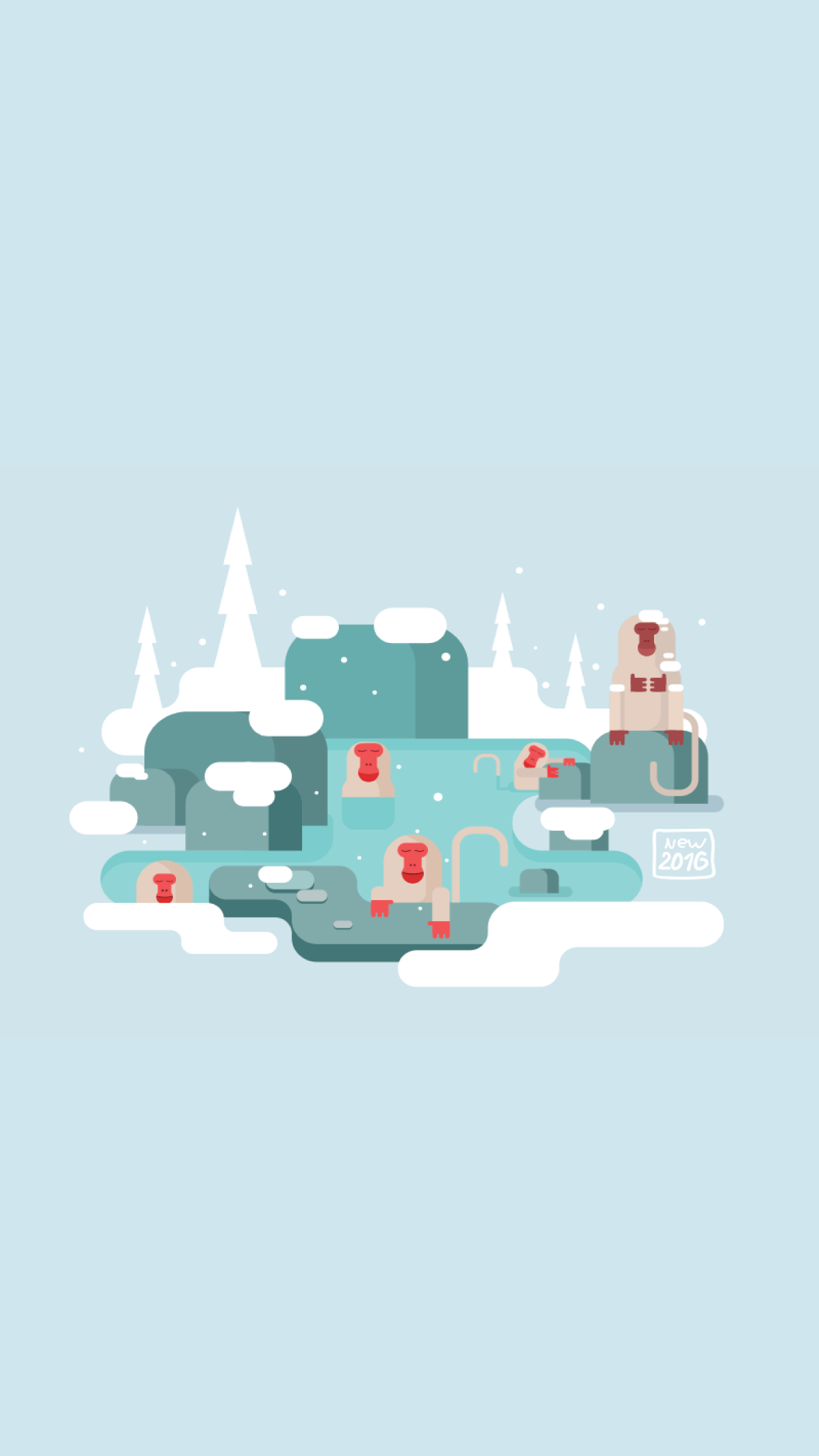 Monkeys bathing in a hot spring in winter HD Wallpaper