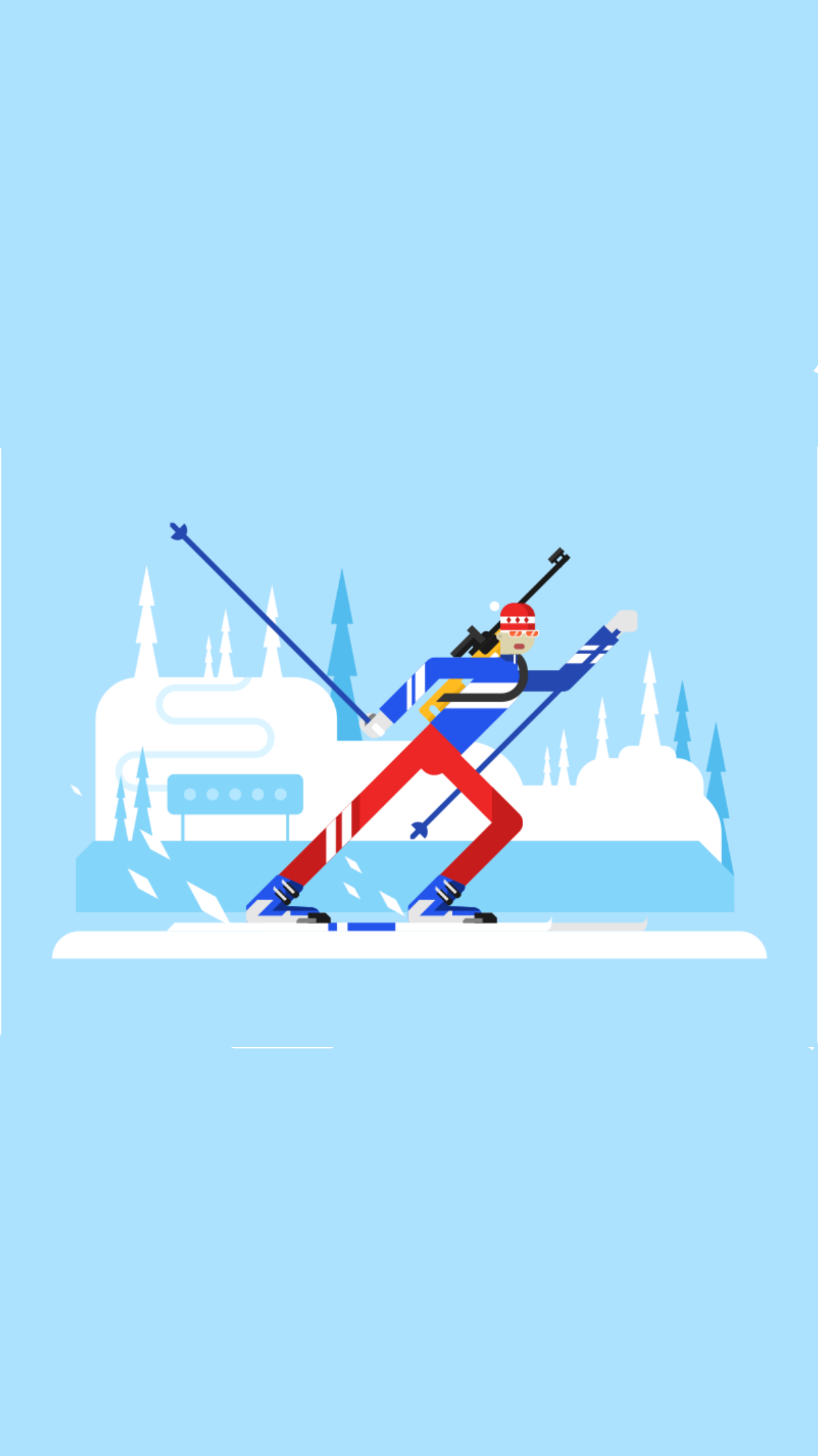 Biathlete skiing with rifle HD Wallpaper