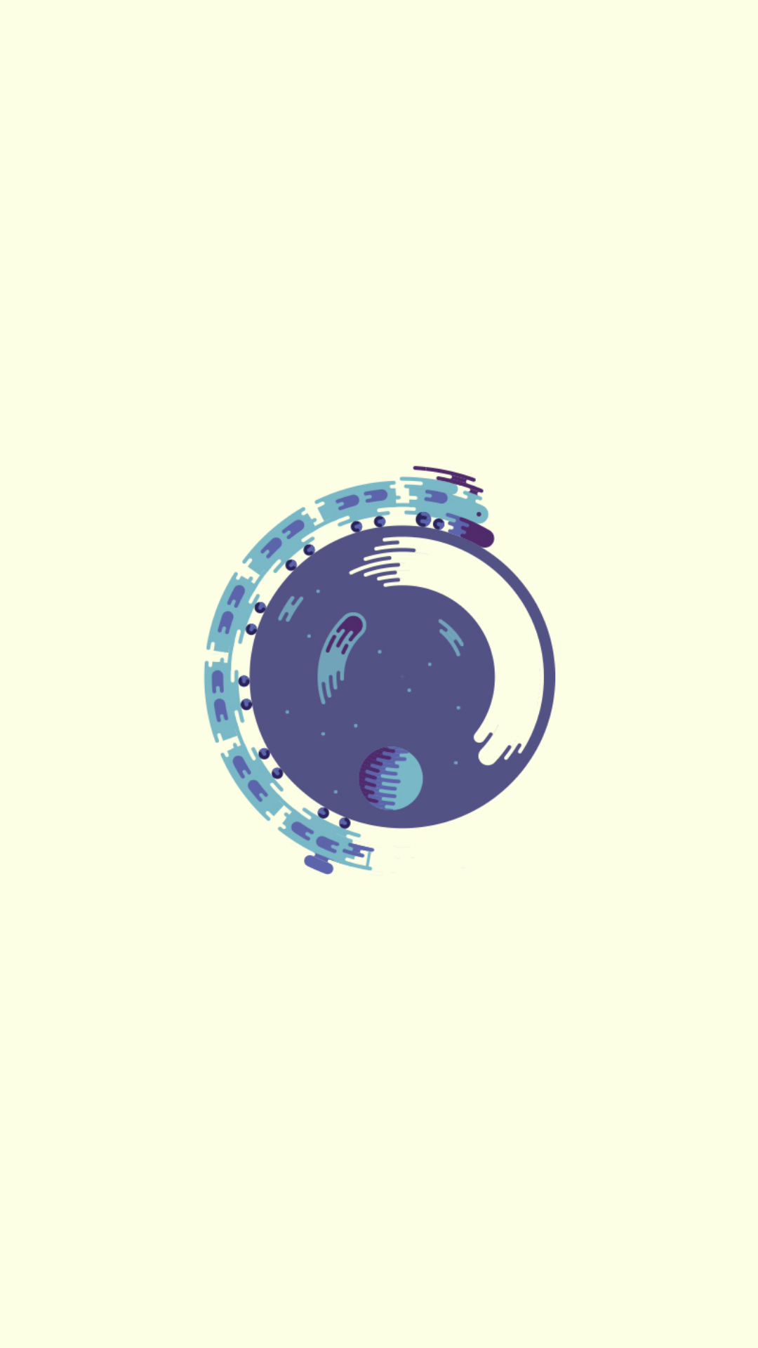 Abstract illustration of a train circling a planet HD Wallpaper
