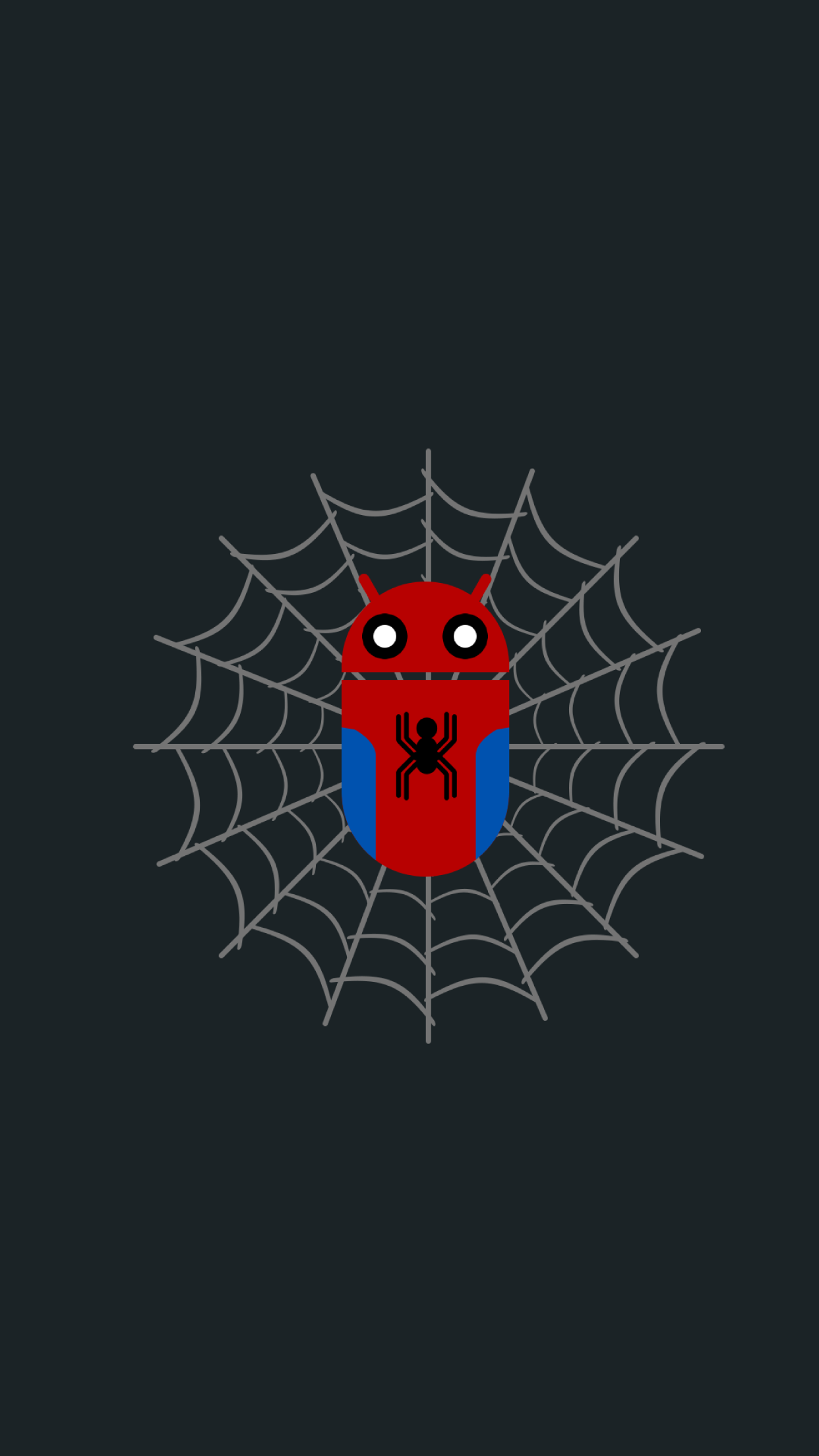 Android robot as Spider-Man on a spider web HD Wallpaper