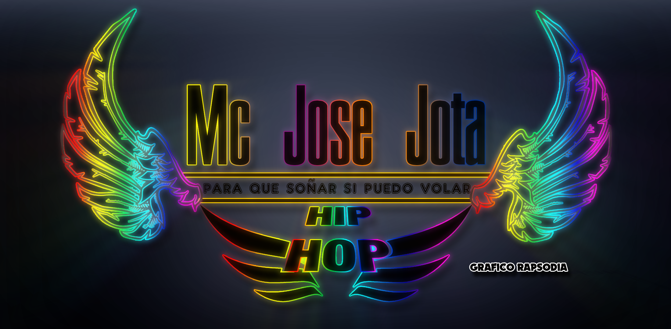 Mc Jose Jota Hip Hop Neon Logo with Wings HD Wallpaper