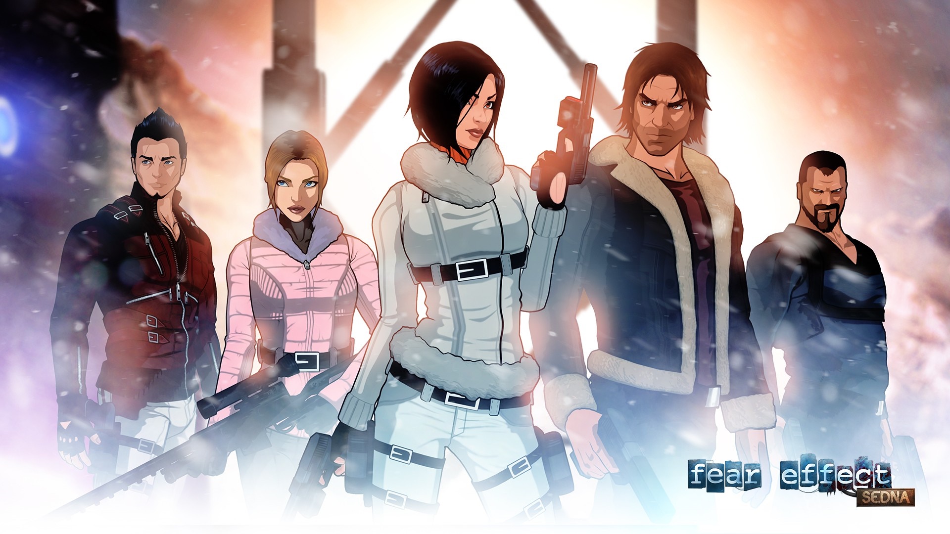 Fear Effect Sedna characters in snowy environment HD Wallpaper