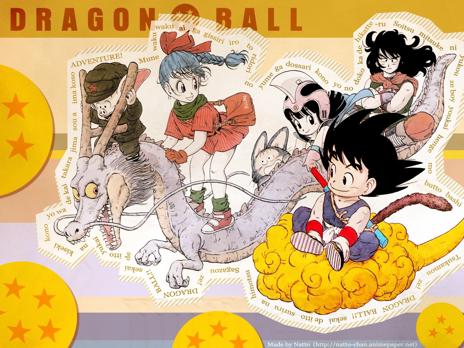 Dragon Ball characters riding Shenron HD Wallpaper