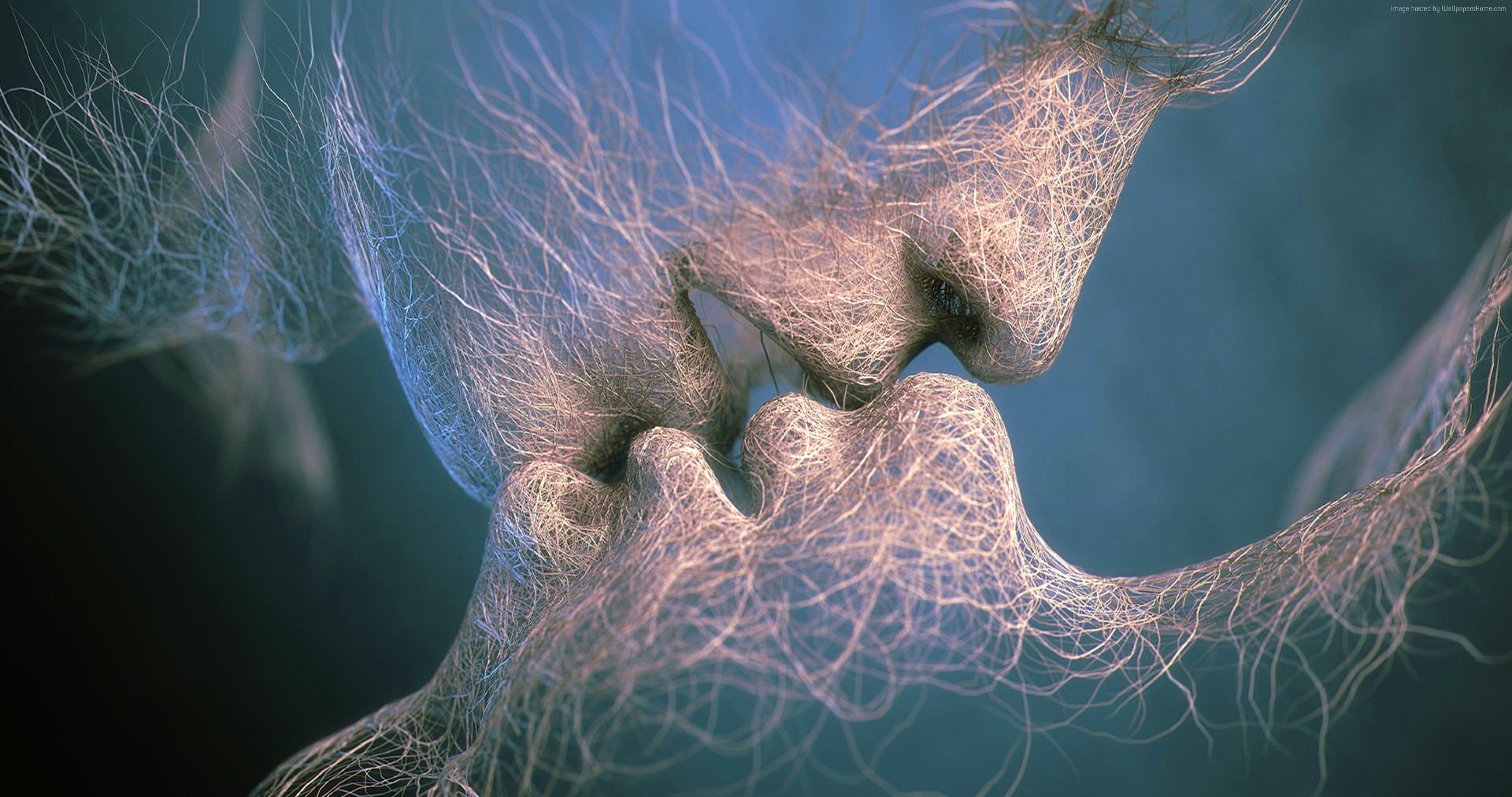Abstract couple kissing, veins, 4K HD Wallpaper
