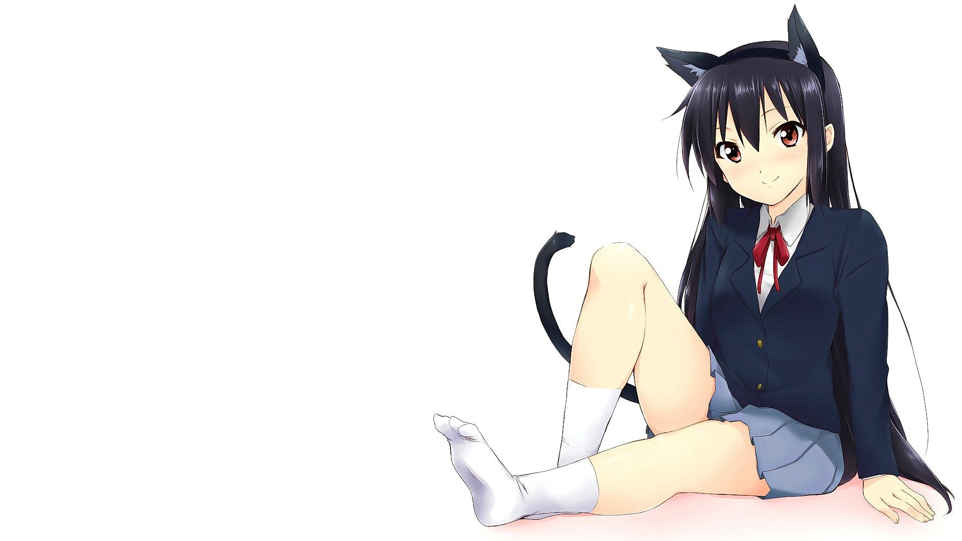 Azusa Nakano from K-On! with cat ears HD Wallpaper
