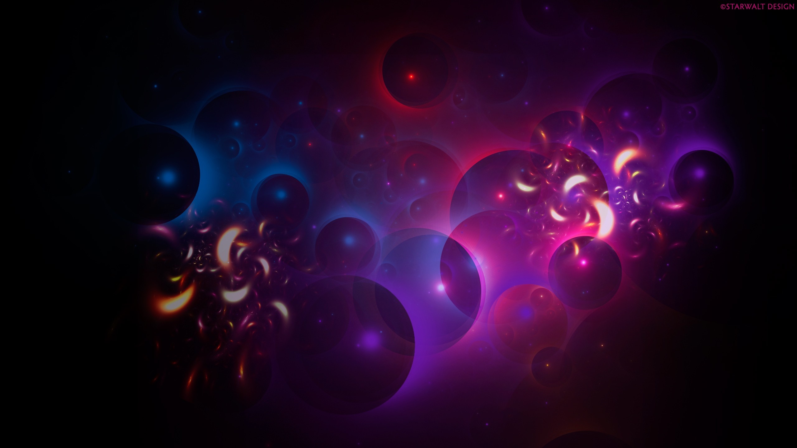 Abstract fractal art with glowing circles and swirls HD Wallpaper
