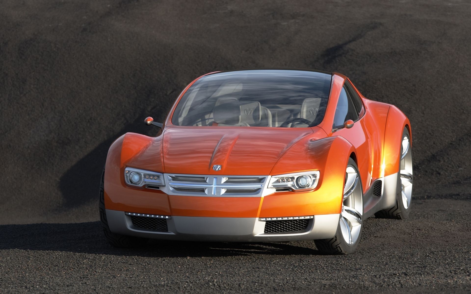 Orange Dodge ZEO concept sports car HD Wallpaper