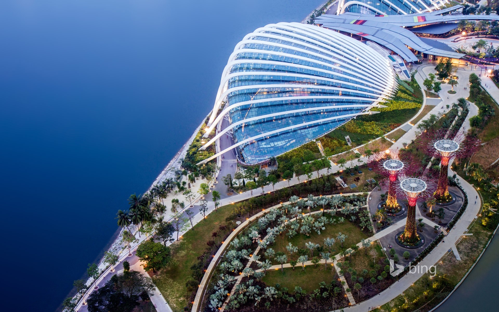 Gardens by the Bay, Singapore aerial view HD Wallpaper