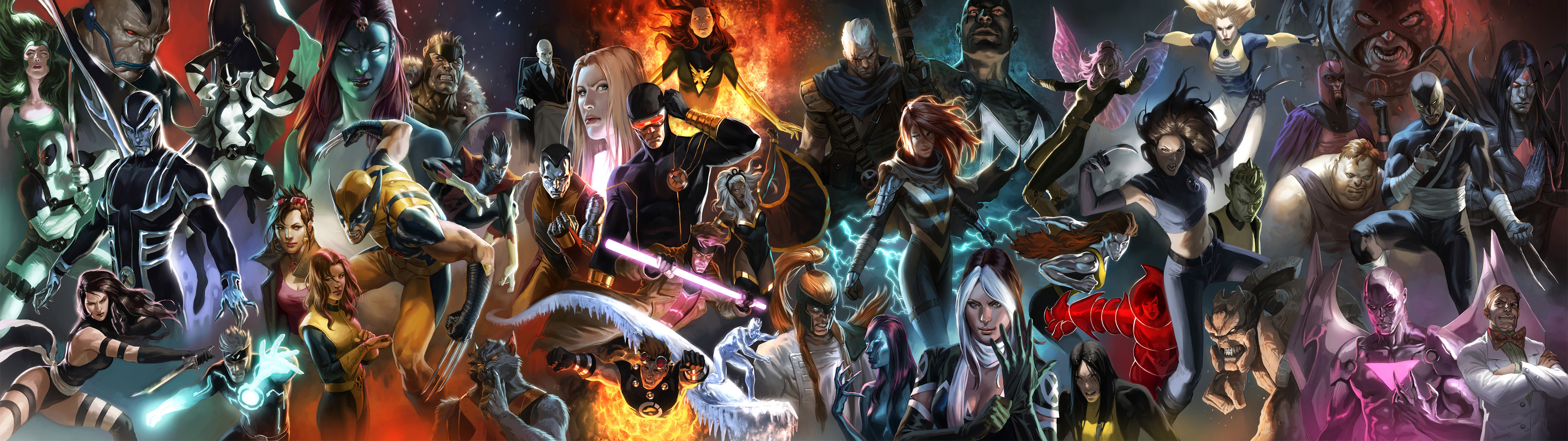 X-Men characters including Wolverine, Cyclops, and Rogue HD Wallpaper