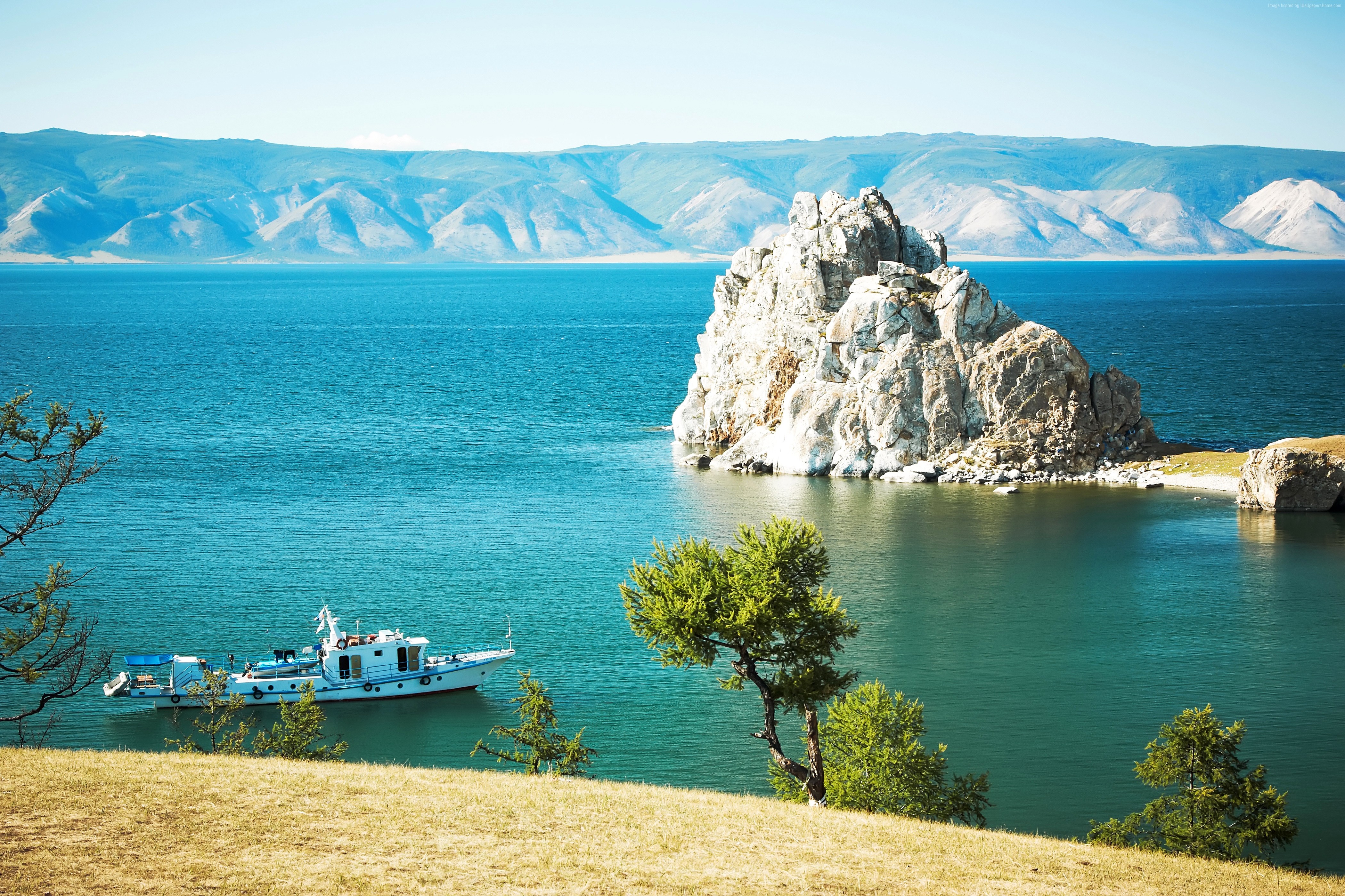 5k, shore, lake, Baikal, rocks, 4k HD Wallpaper