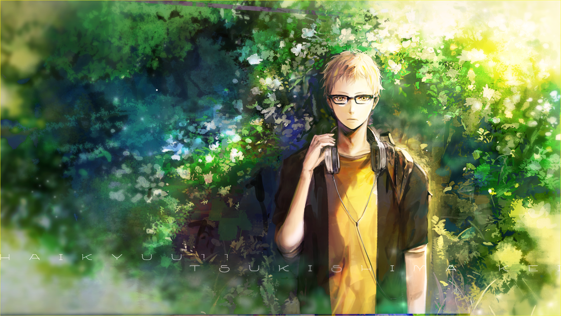 Kei Tsukishima from Haikyuu in a forest HD Wallpaper