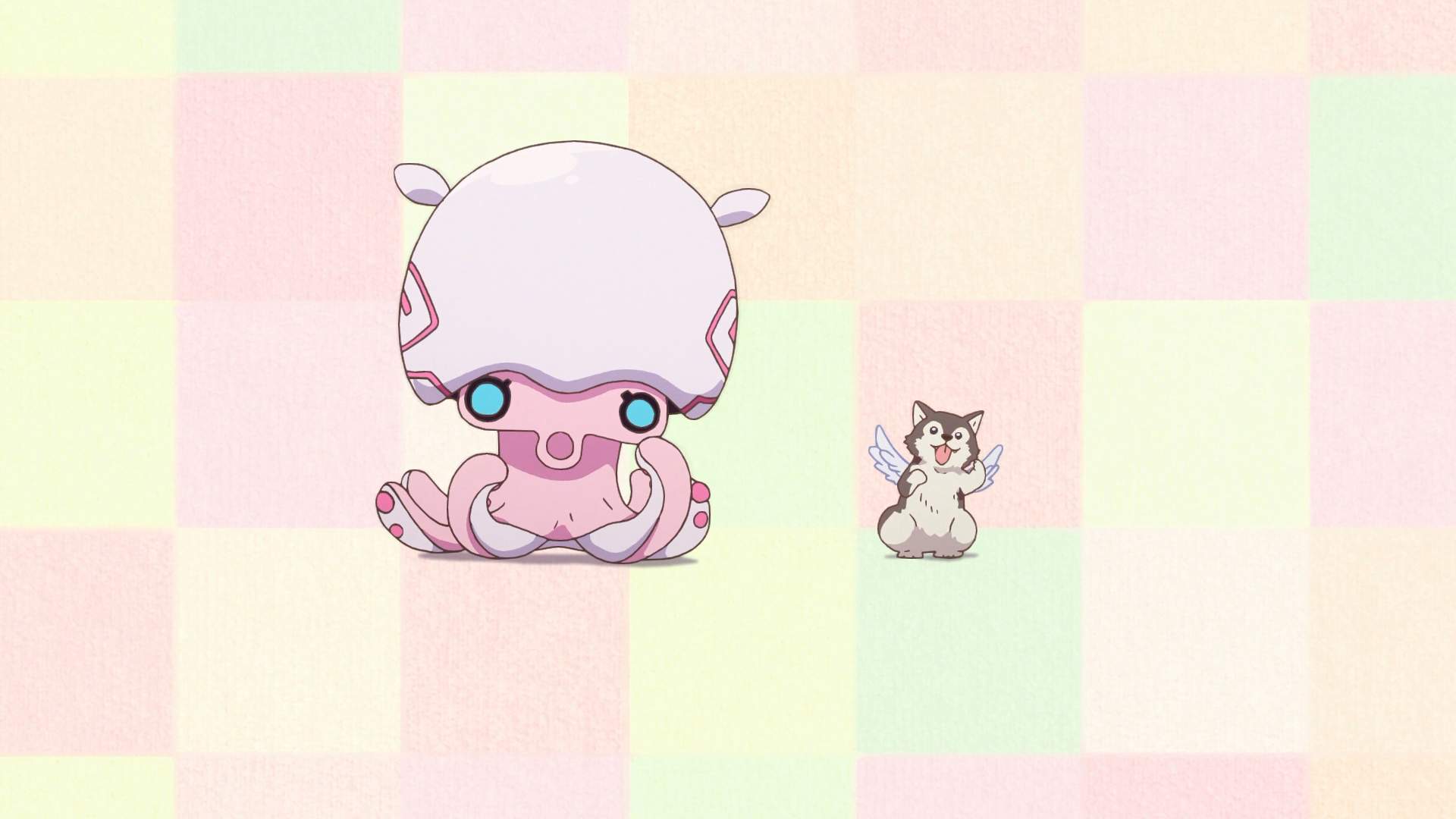 Pink creature and dog from Musaigen no Phantom World HD Wallpaper