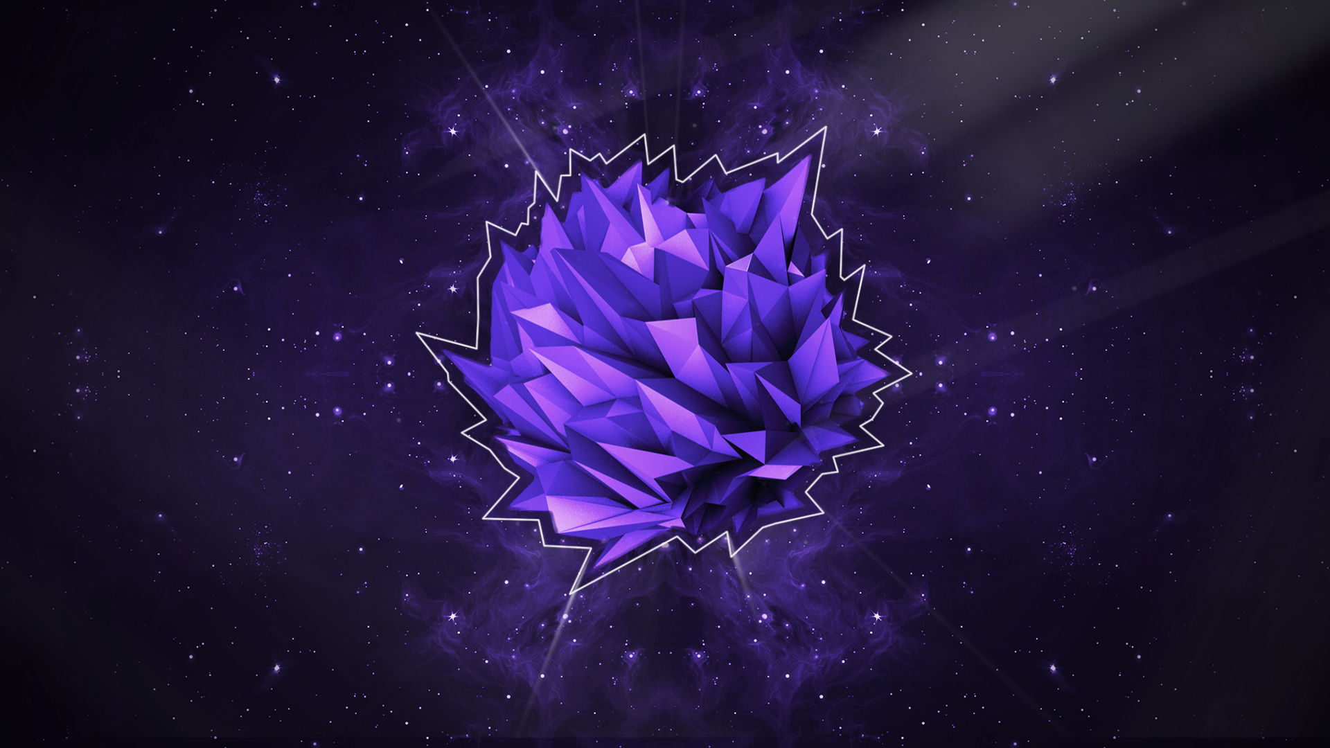 Abstract purple low poly crystal in starry space HD Wallpaper