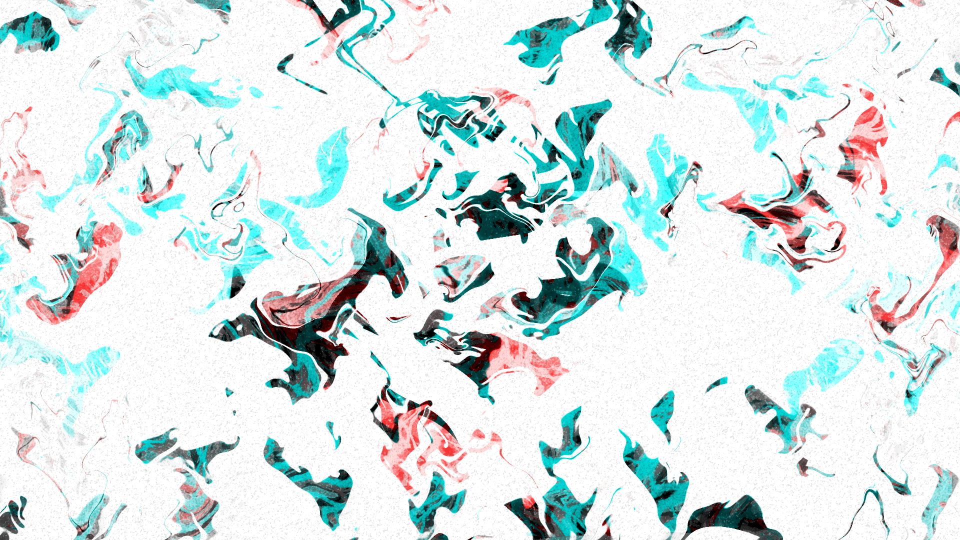 Abstract marbled shapes with red and cyan on white HD Wallpaper
