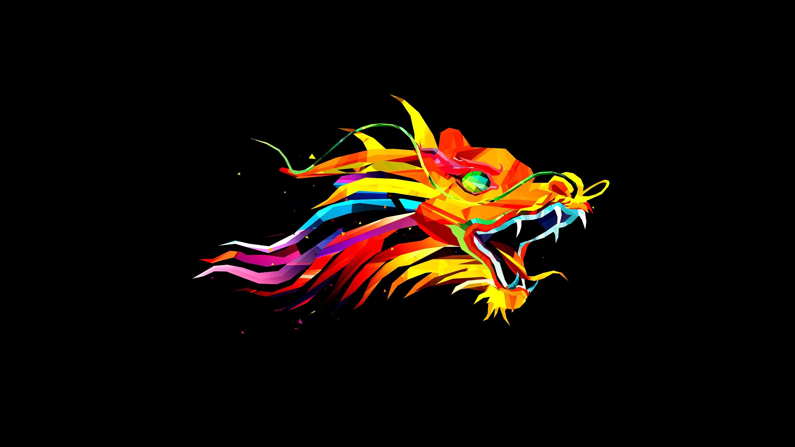 Colorful low poly dragon illustration by Justin Maller HD Wallpaper
