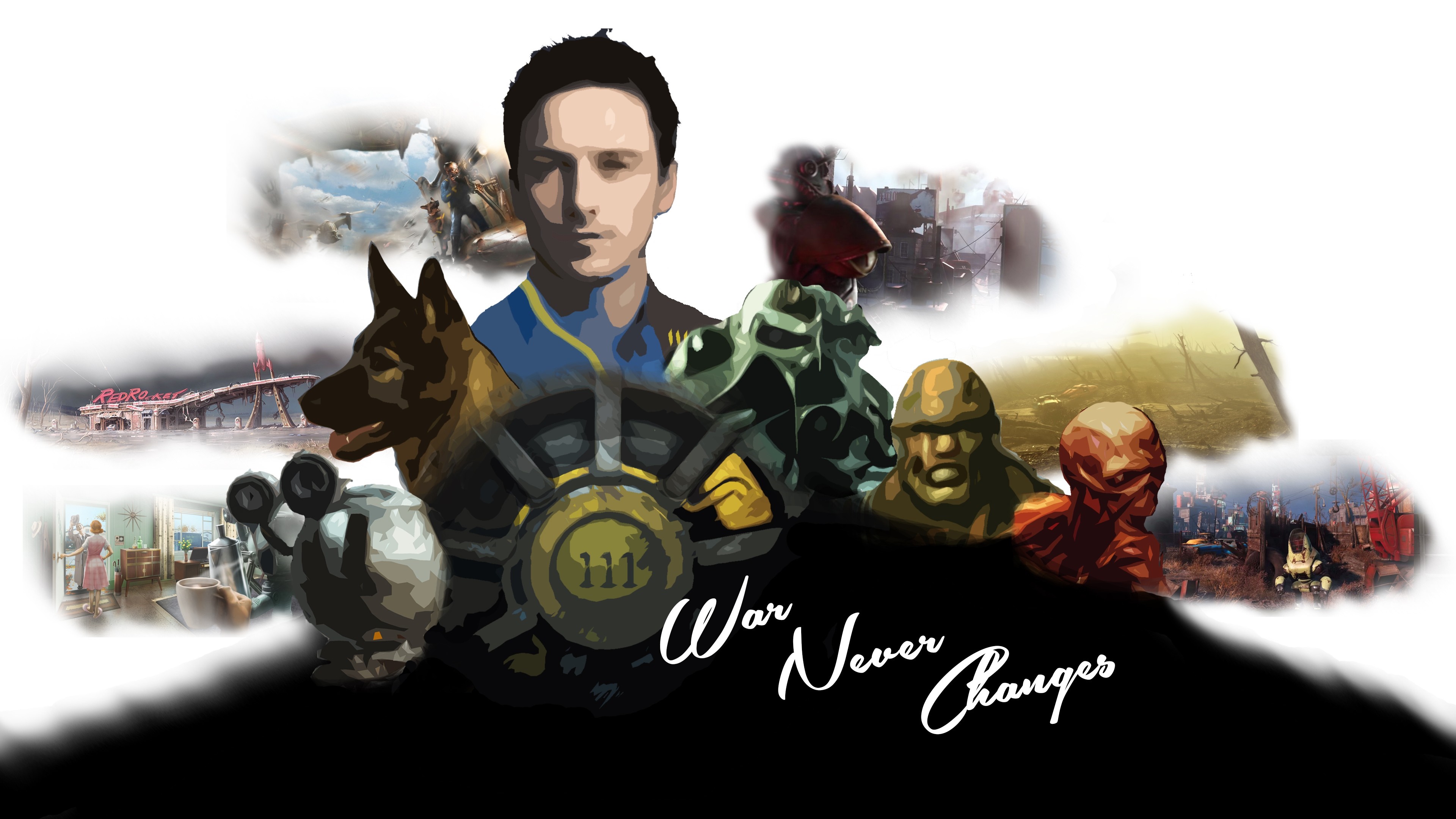 Fallout collage with characters and scenes HD Wallpaper