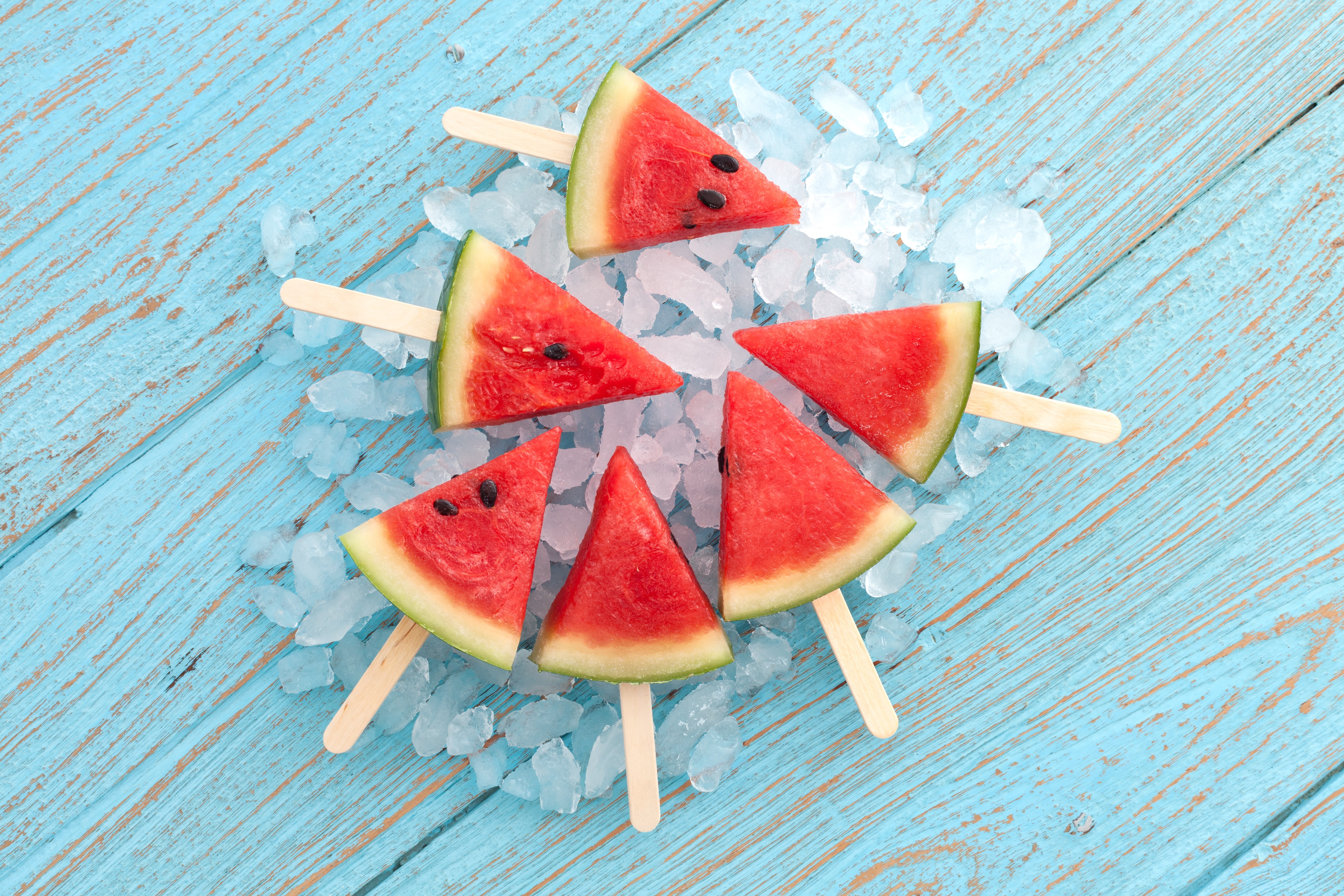 Watermelon slices on ice HD Wallpaper
