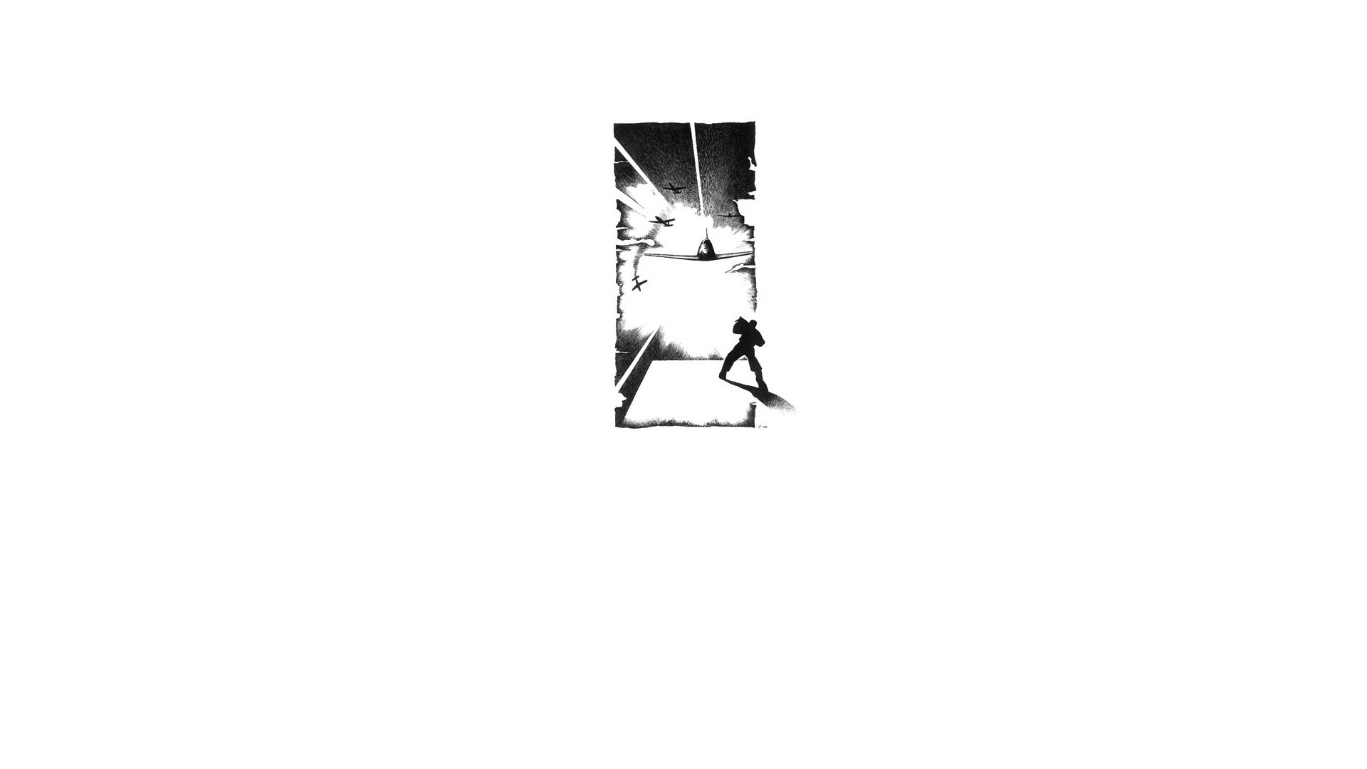 Illustration of a soldier during an aerial attack HD Wallpaper