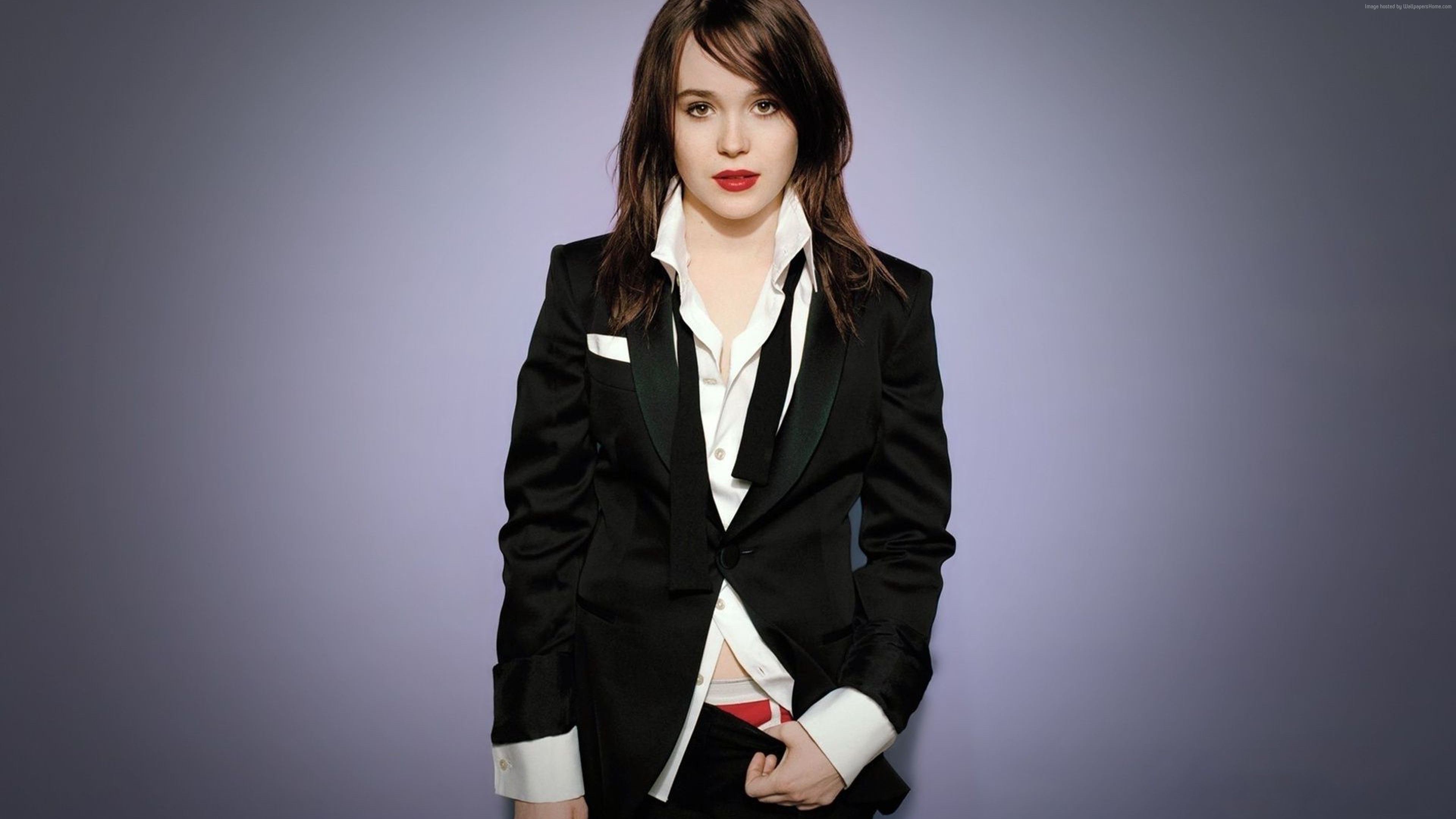 Ellen Page in a tuxedo 4K HD Wallpaper