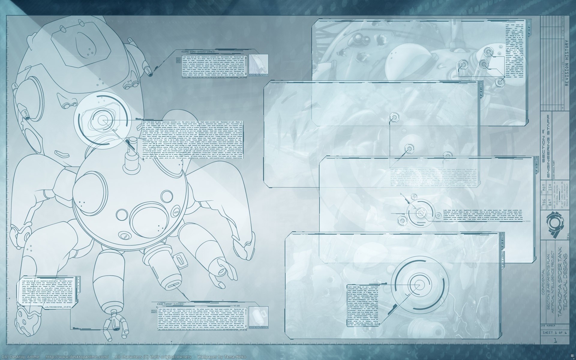 Ghost in the Shell Tachikoma Technical Blueprint HD Wallpaper