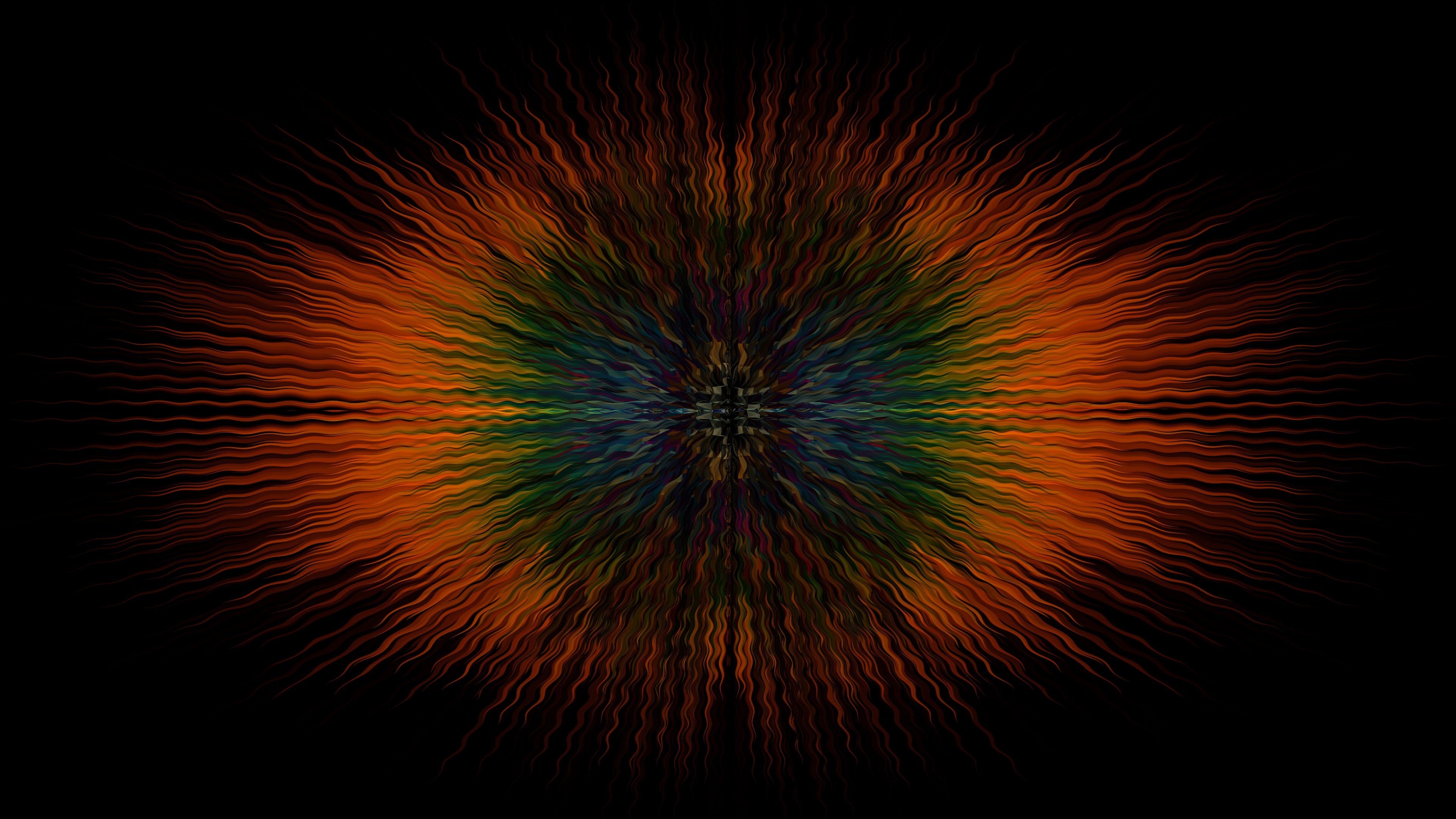 Abstract radial explosion of colorful wavy lines HD Wallpaper