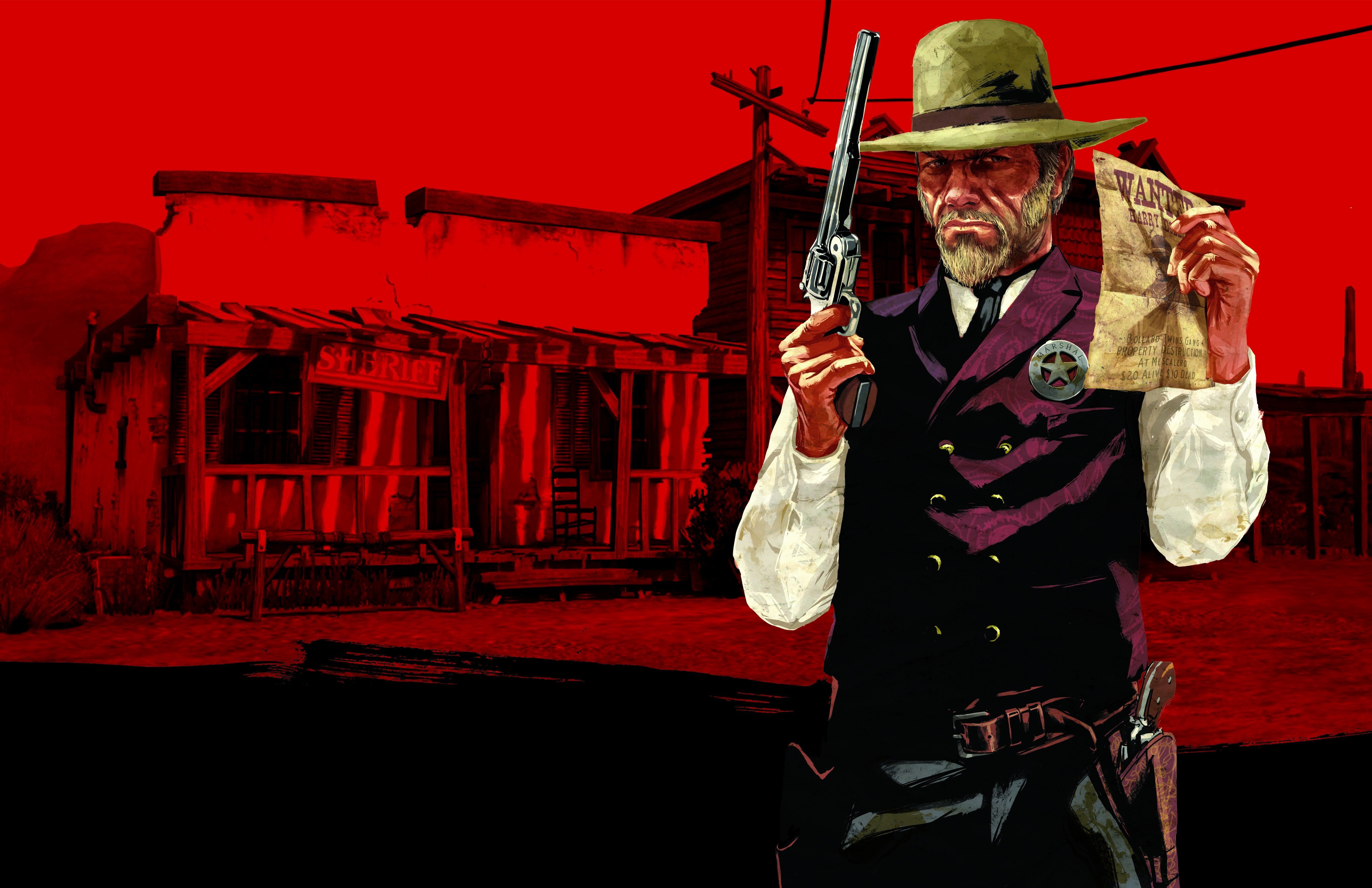 Marshal Johnson from Red Dead Redemption holding a wanted poster HD Wallpaper