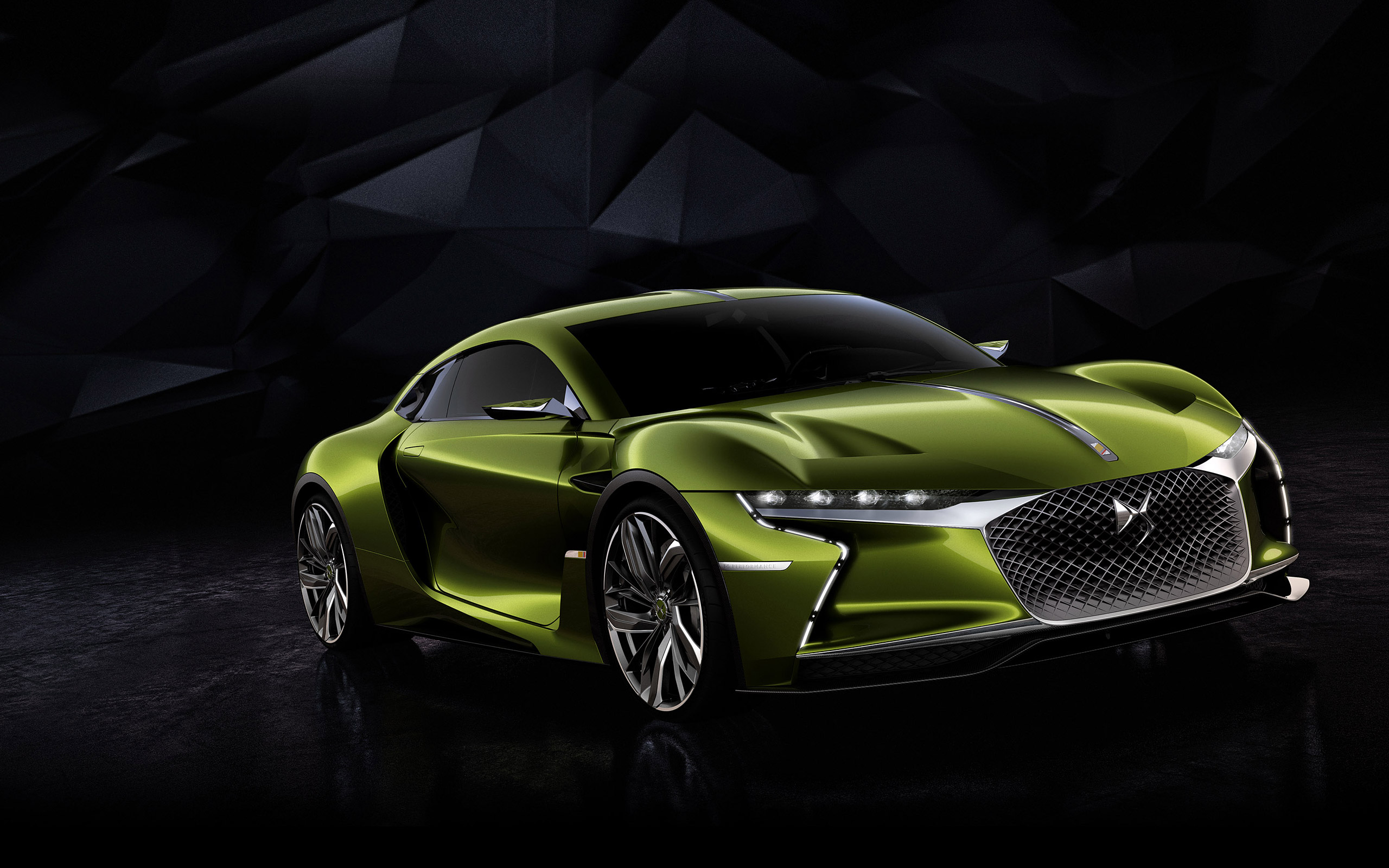 Green DS E Tense concept sports car HD Wallpaper