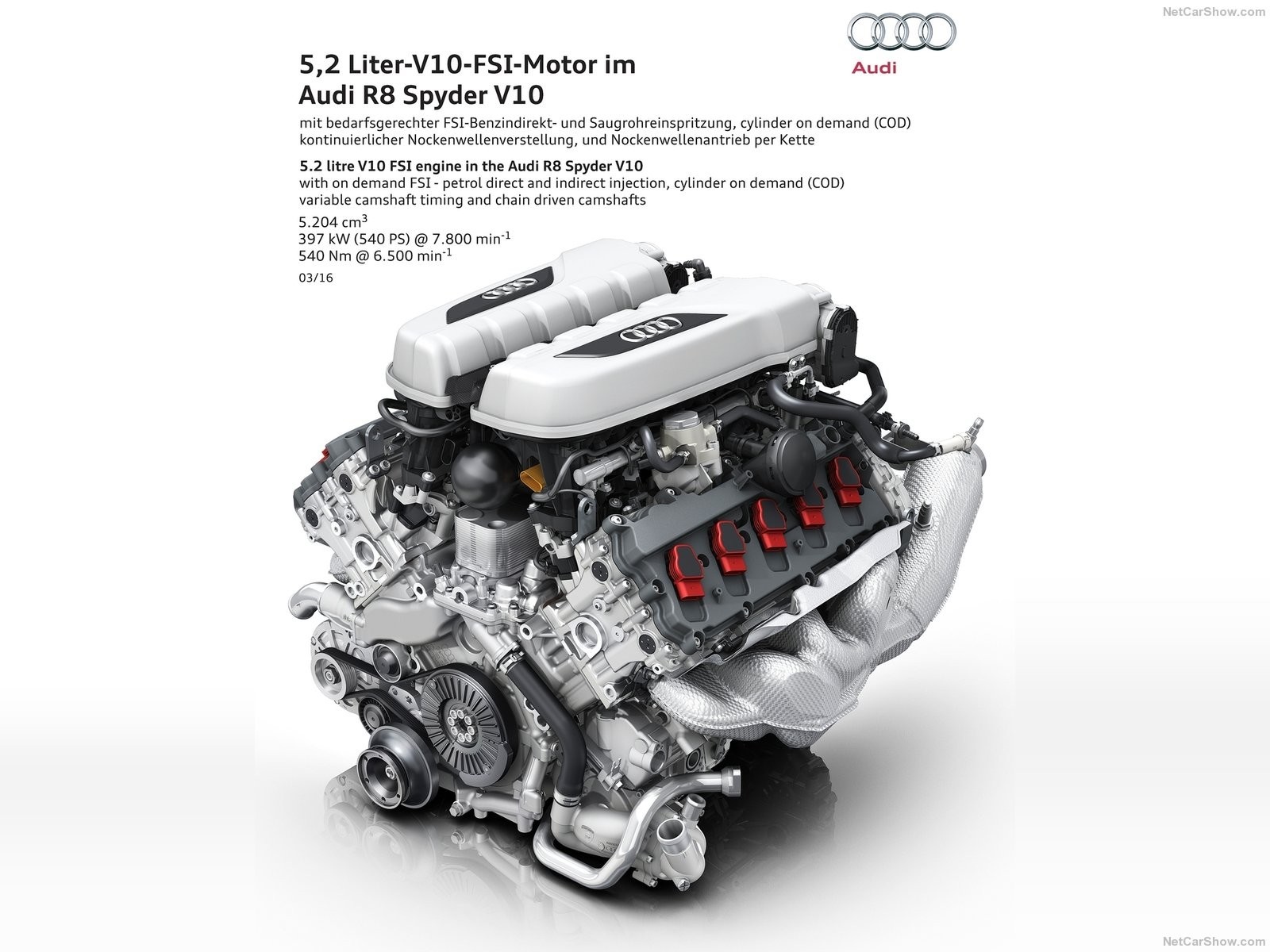 Audi R8 Spyder V10 5.2 Liter V10 FSI Engine HD Wallpaper