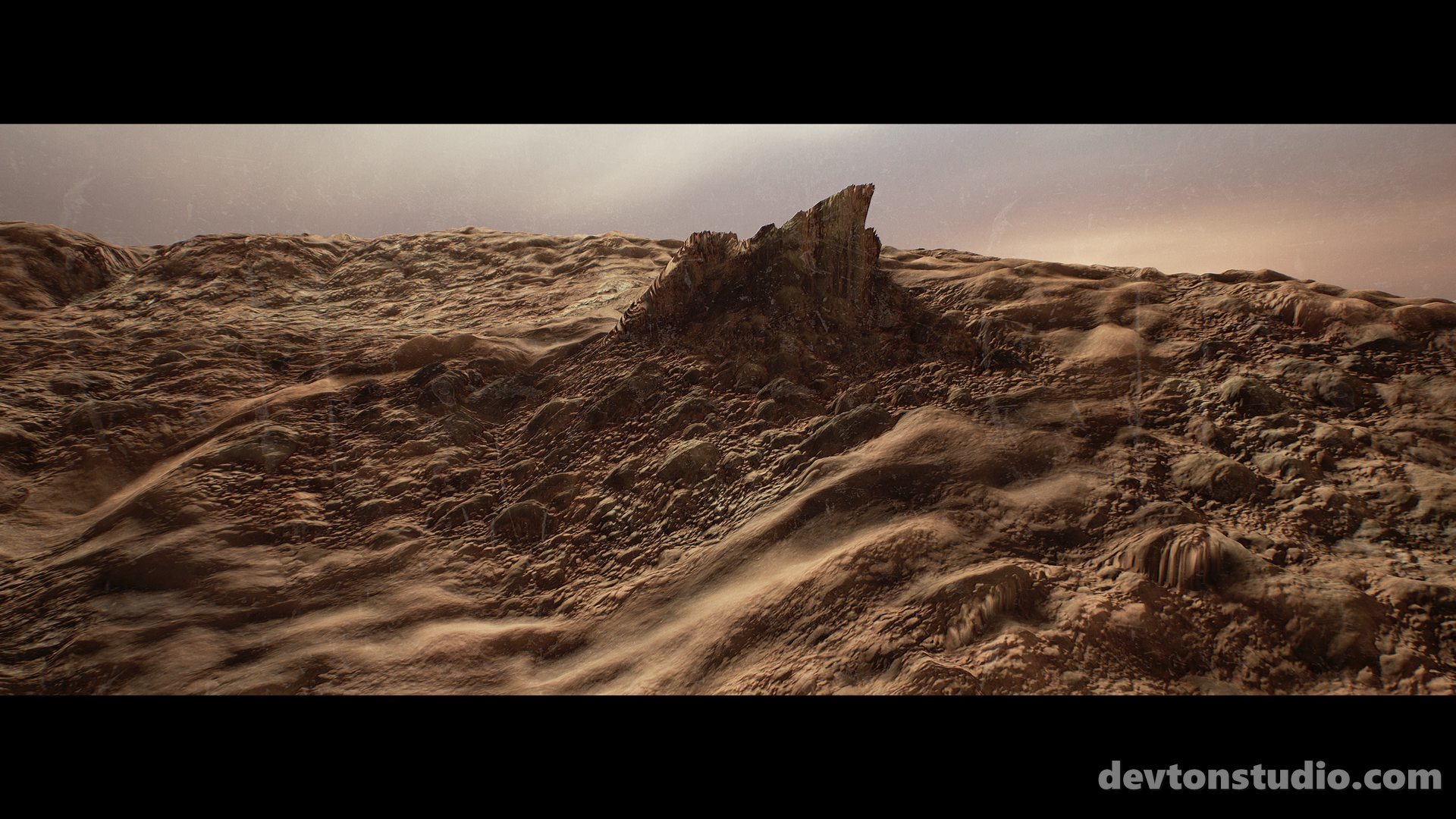Rocky Martian Terrain with Jagged Peak HD Wallpaper