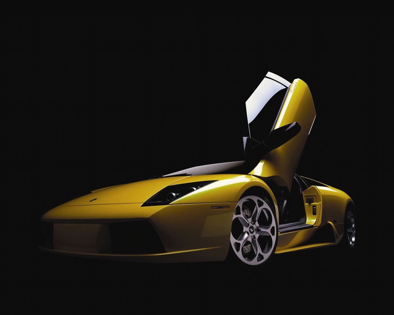 Yellow Lamborghini Murcielago with doors open HD Wallpaper