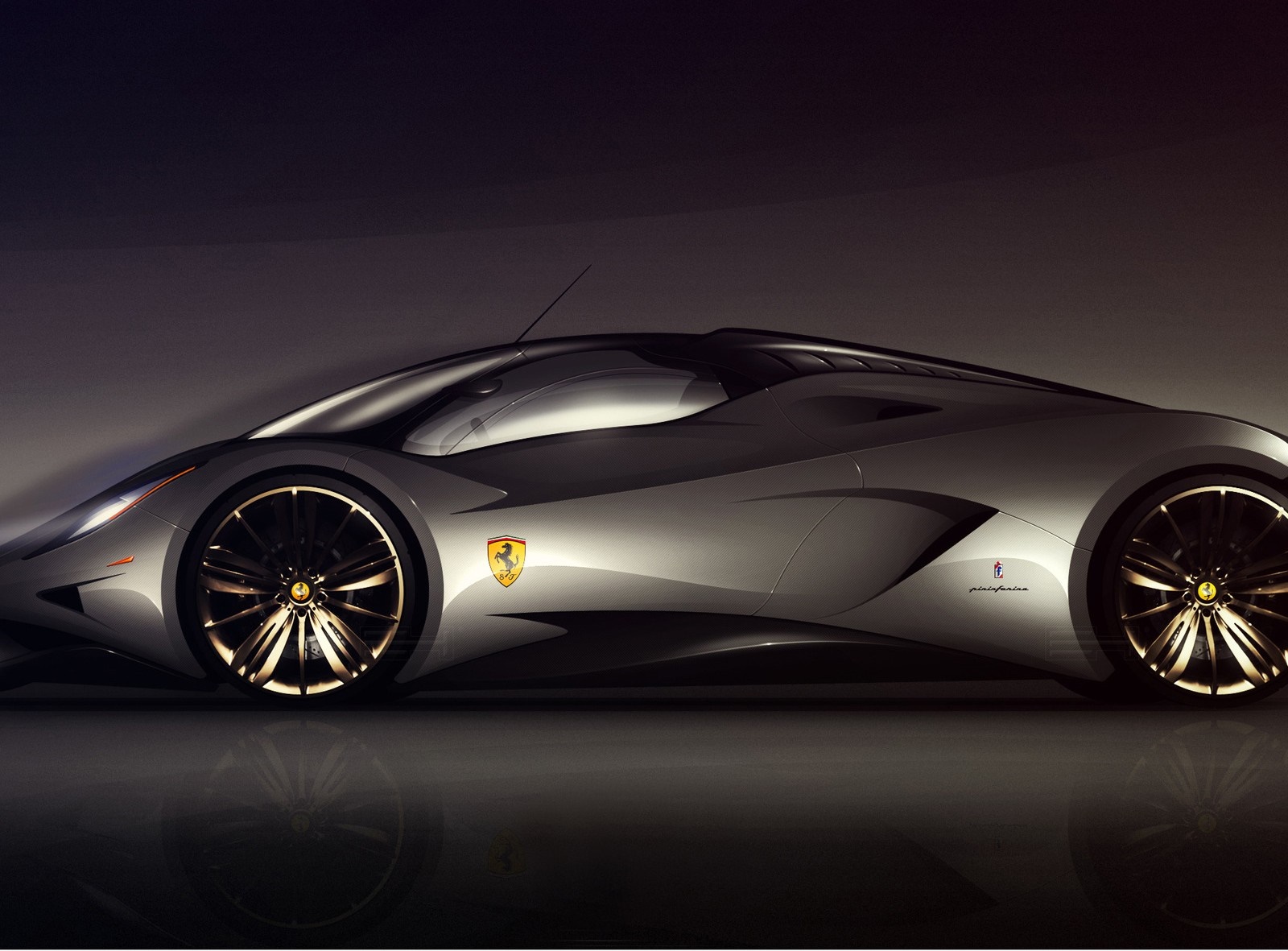 Ferrari Pininfarina concept car with gold wheels HD Wallpaper