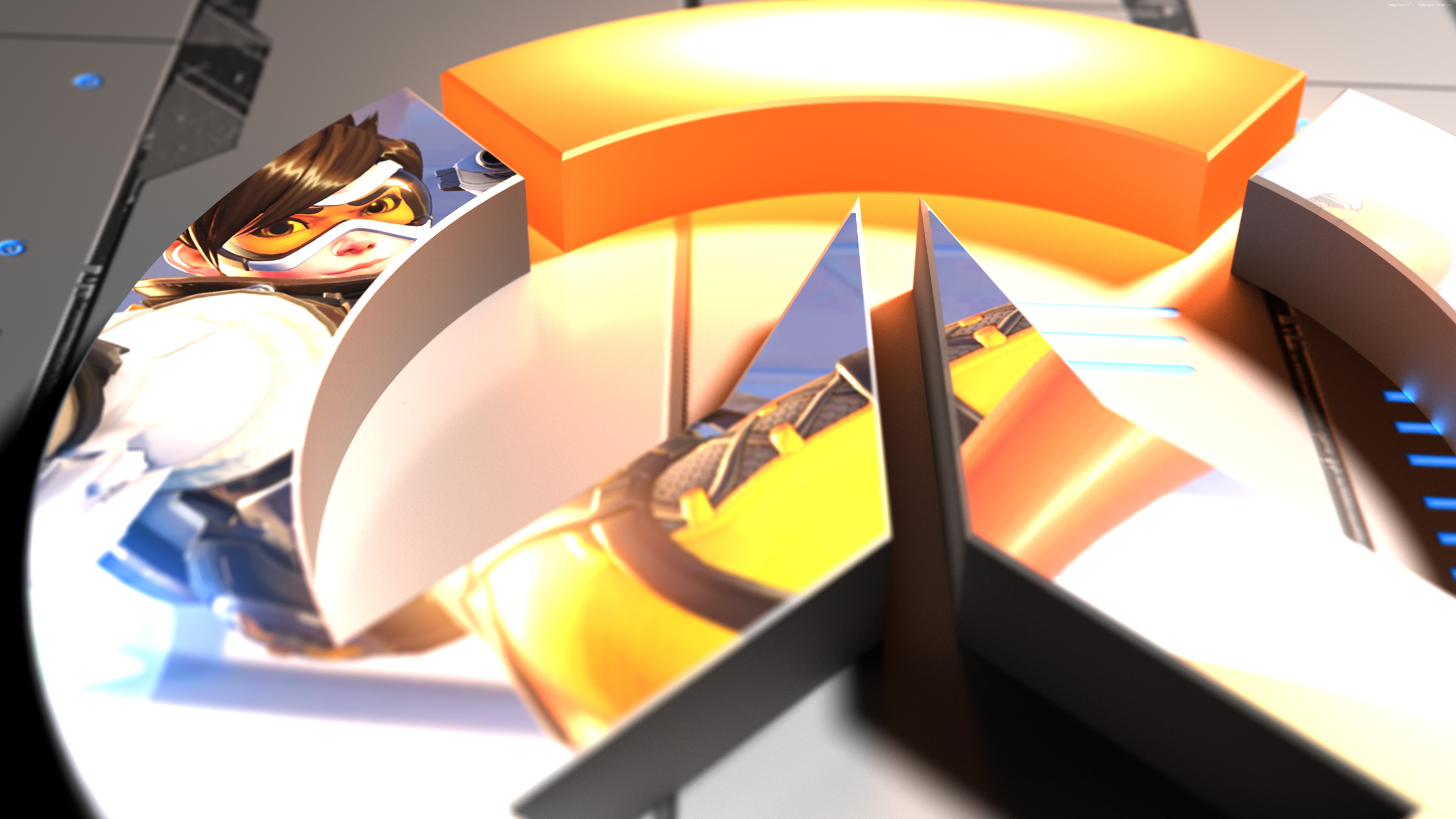Tracer from Overwatch logo HD Wallpaper