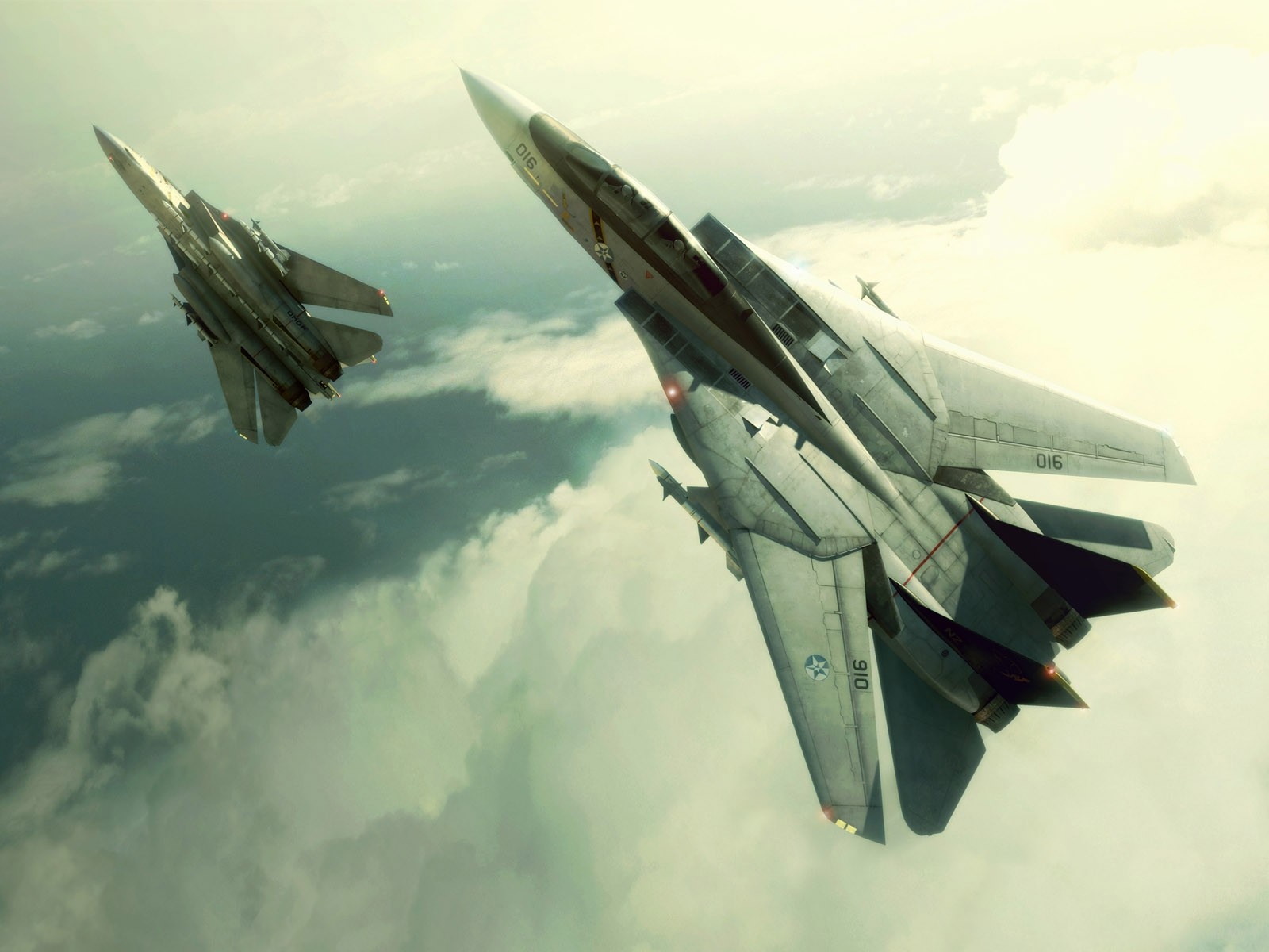 Two Grumman F-14 Tomcat fighter jets in flight HD Wallpaper