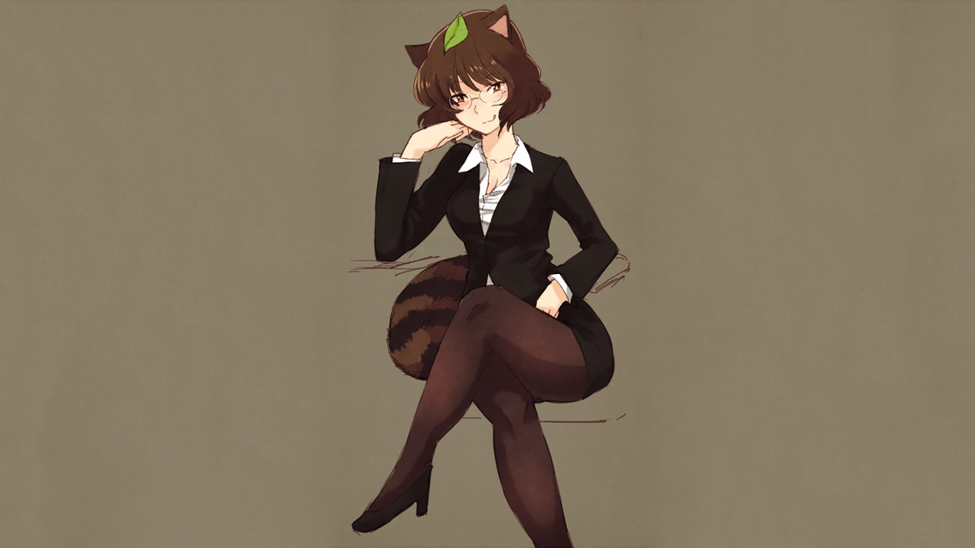 Futatsuiwa Mamizou from Touhou wearing glasses and a suit HD Wallpaper