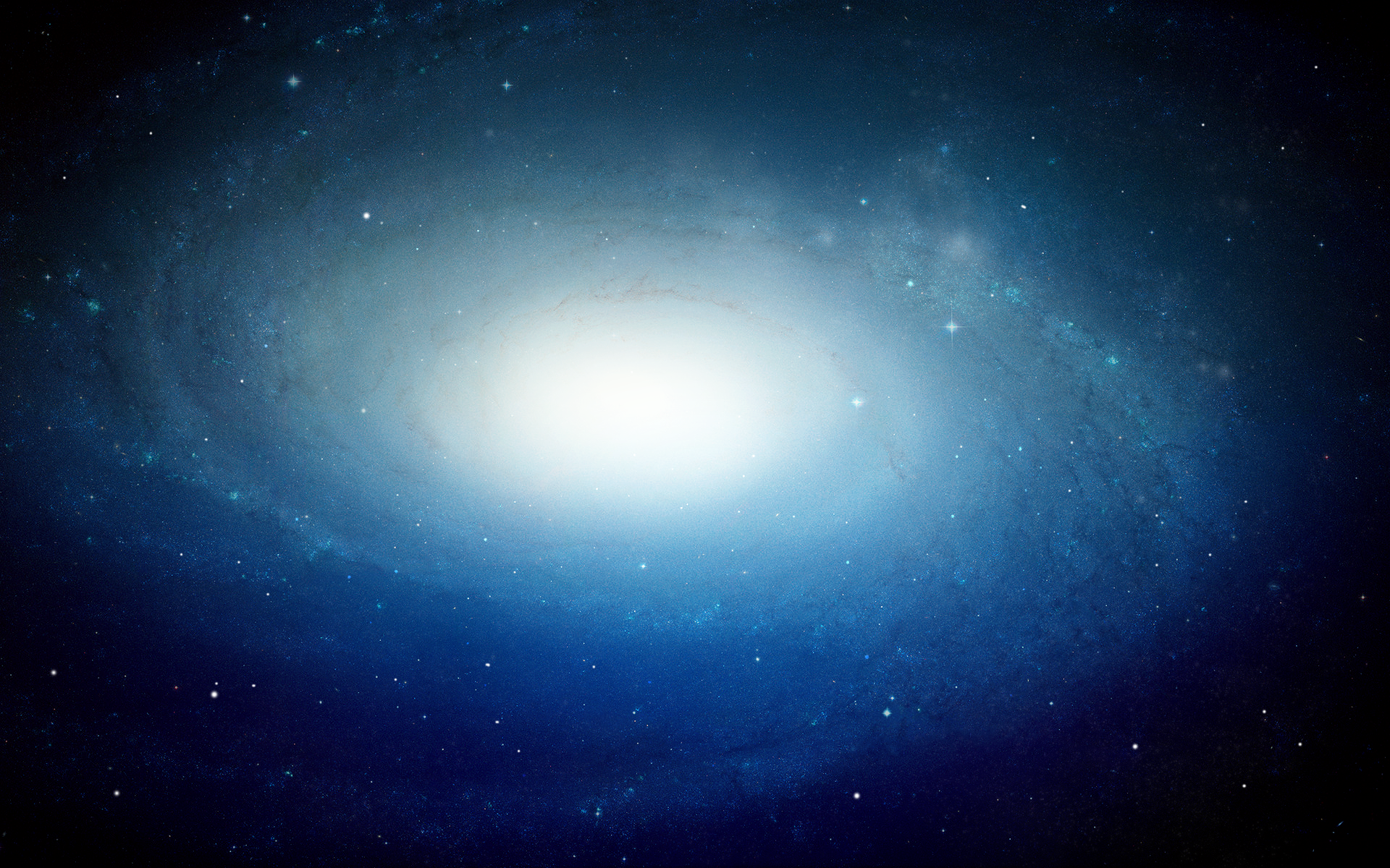 A spiral galaxy with a bright core and stars HD Wallpaper