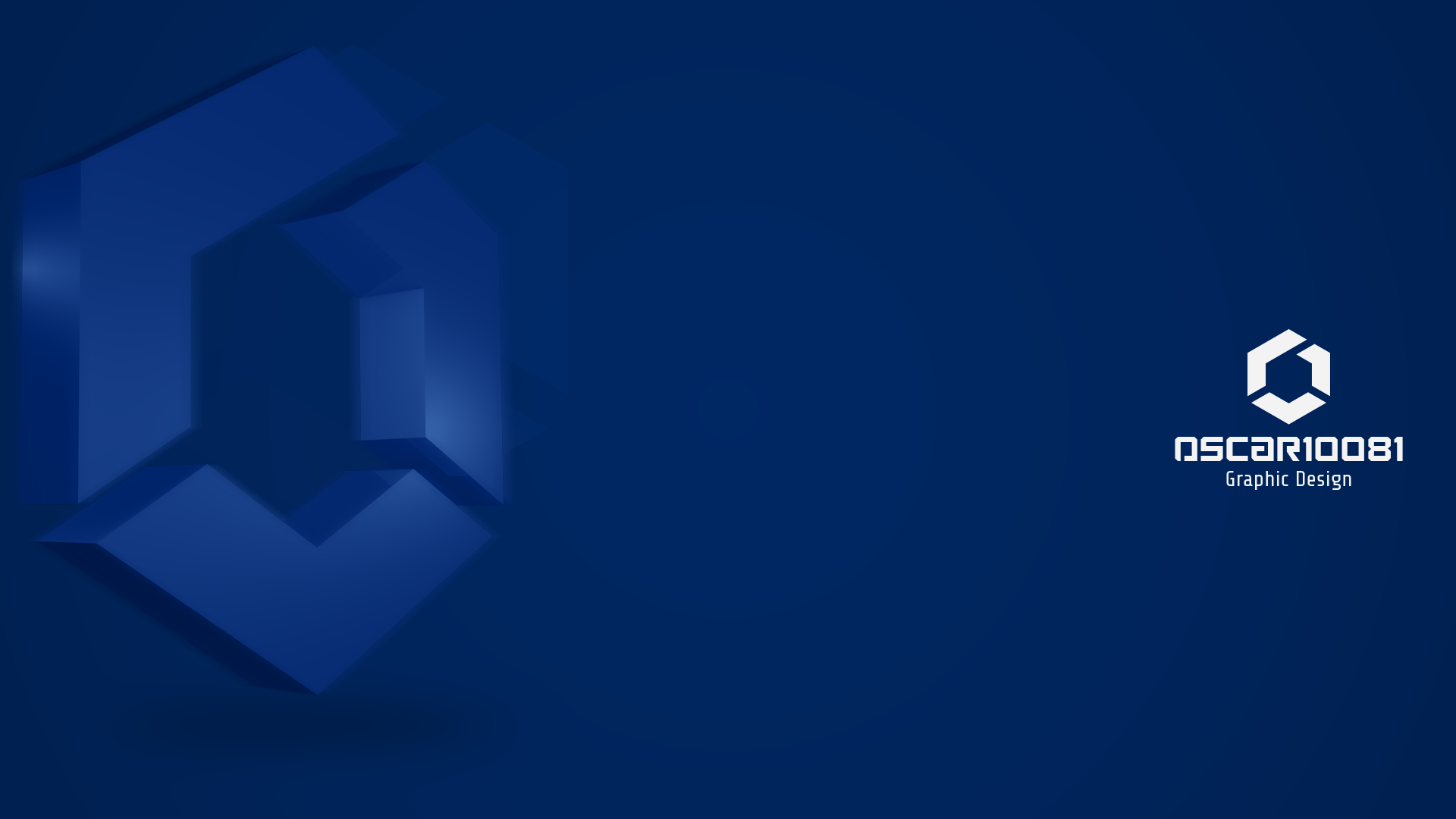 Abstract blue geometric logo with text HD Wallpaper
