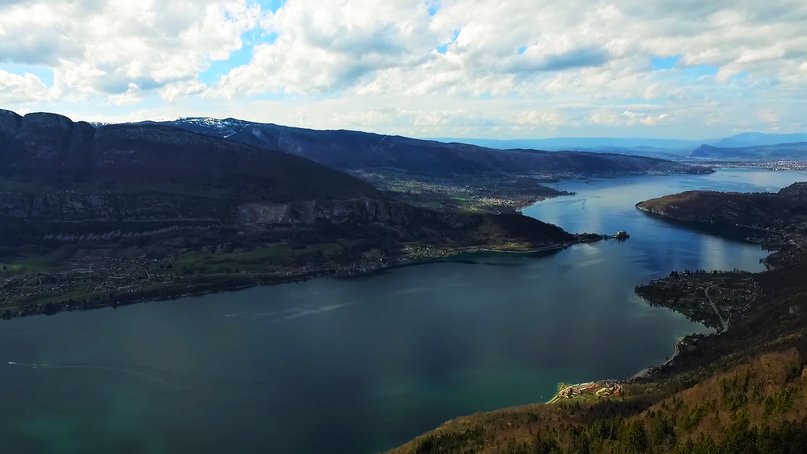 Lake and mountains landscape with clouds HD Wallpaper